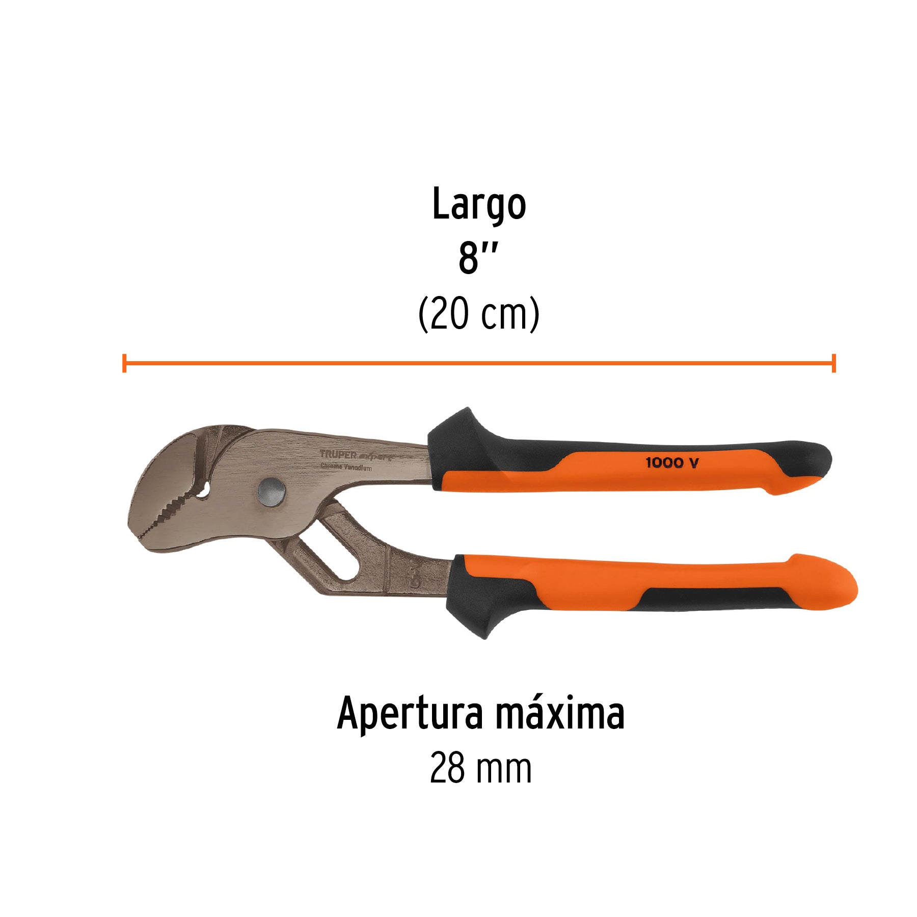 Pinzas de extensión 8" mango Comfort Grip, TRUPER EXPERT