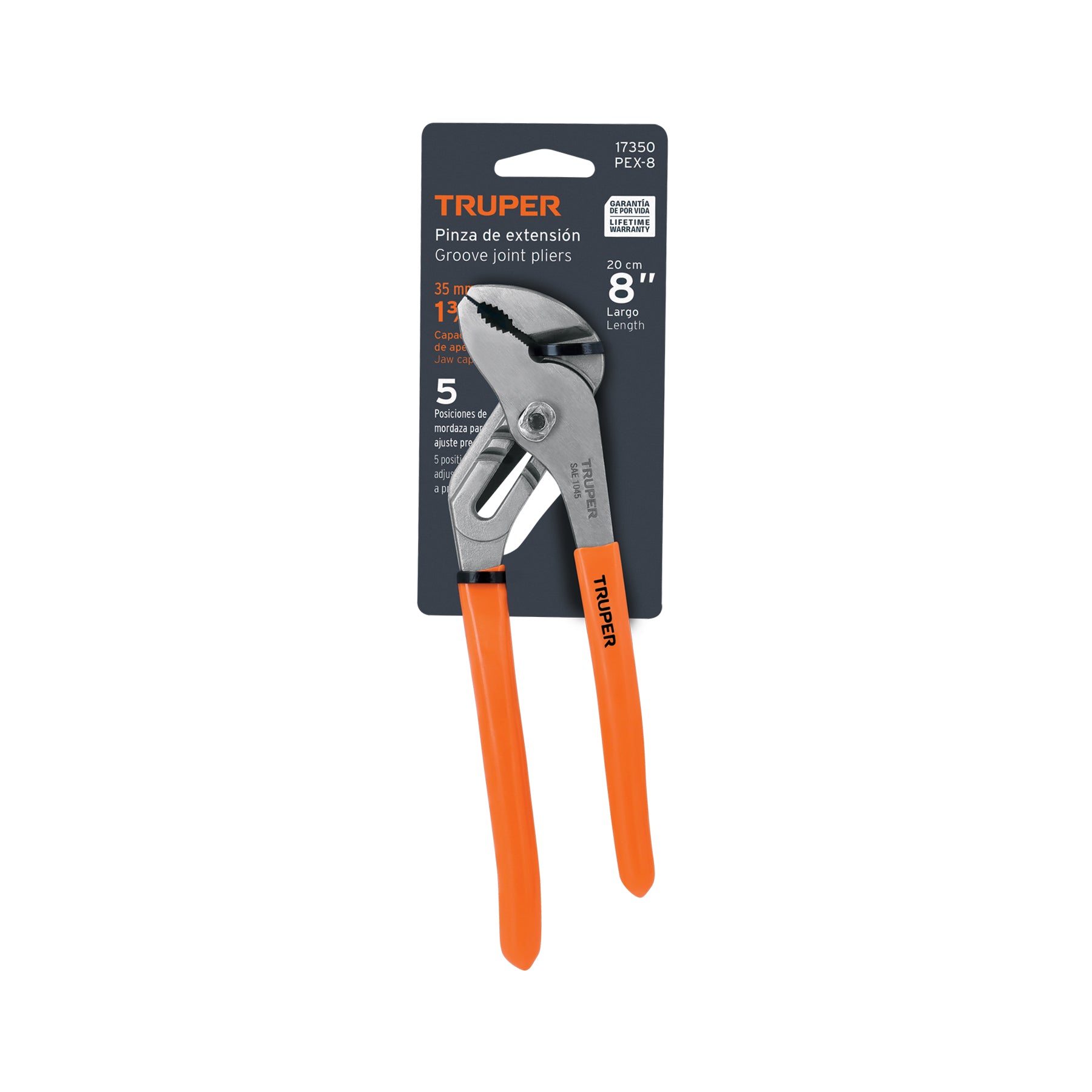 Pinza de extensión 8" mango de PVC, TRUPER