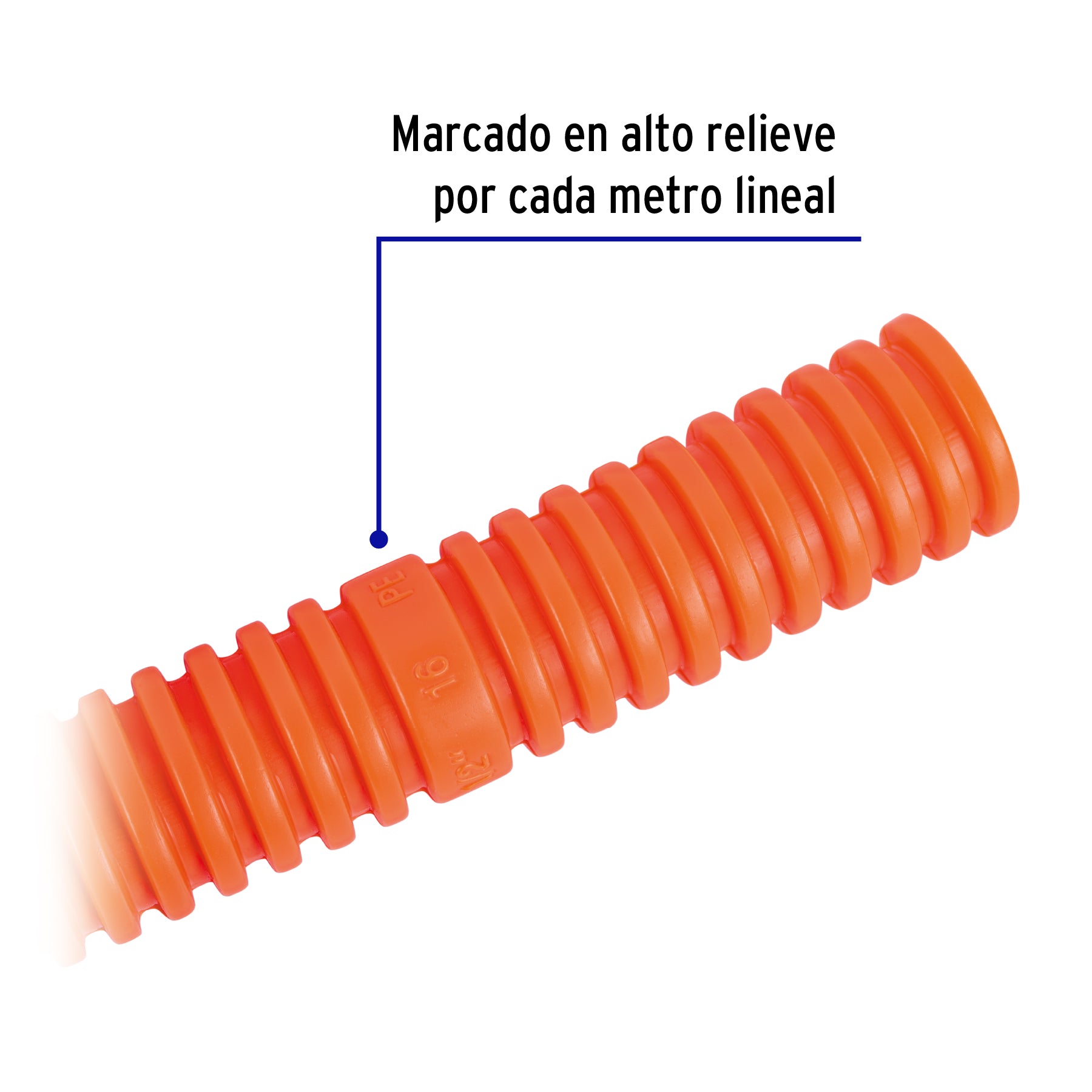 Metro de poliducto 3/4" corrugado flex. s/guía, rollo 25 m