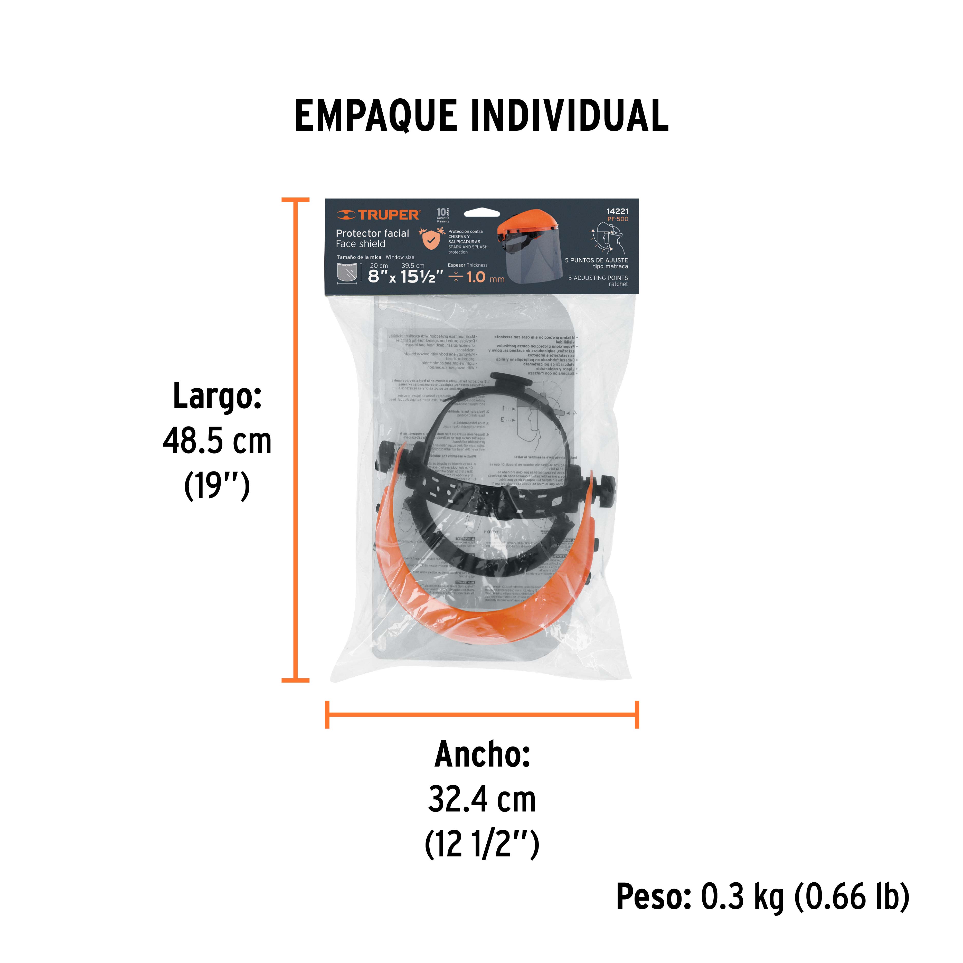 Protector facial, TRUPER - Empaque