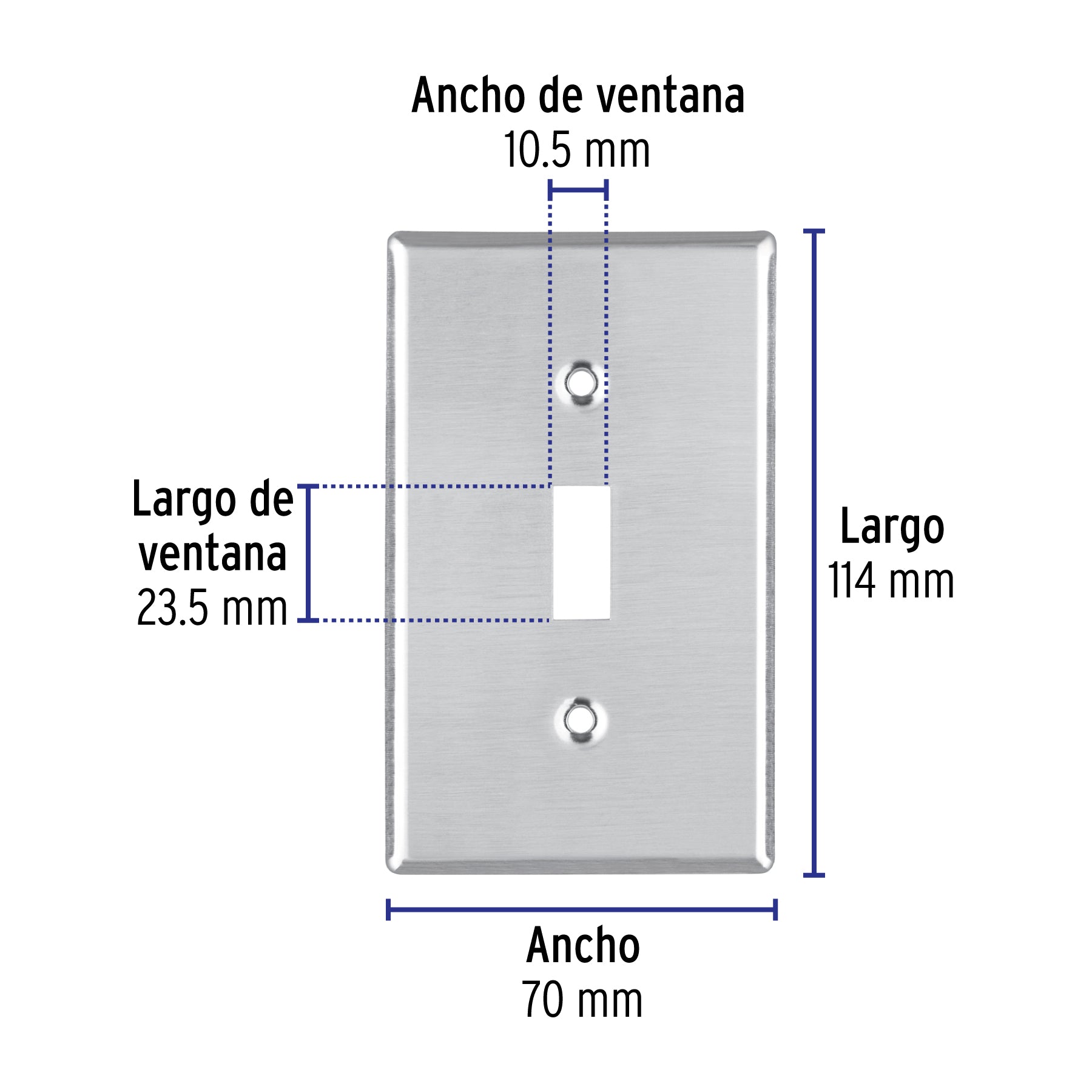Placa de Acero Inox. para interruptor vertical, Standard