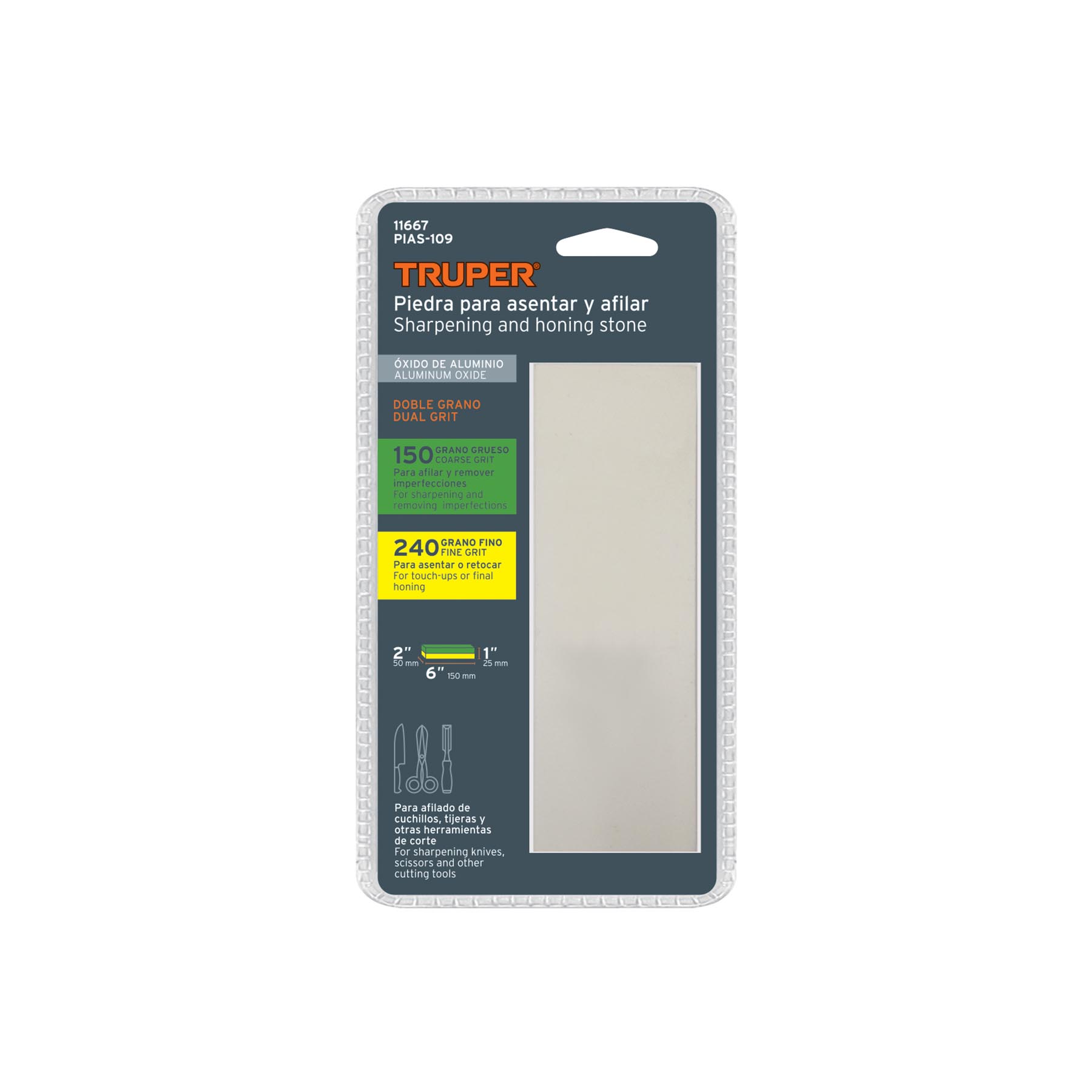 Piedra para asentar 150 mm, doble grano 150 y 240, TRUPER