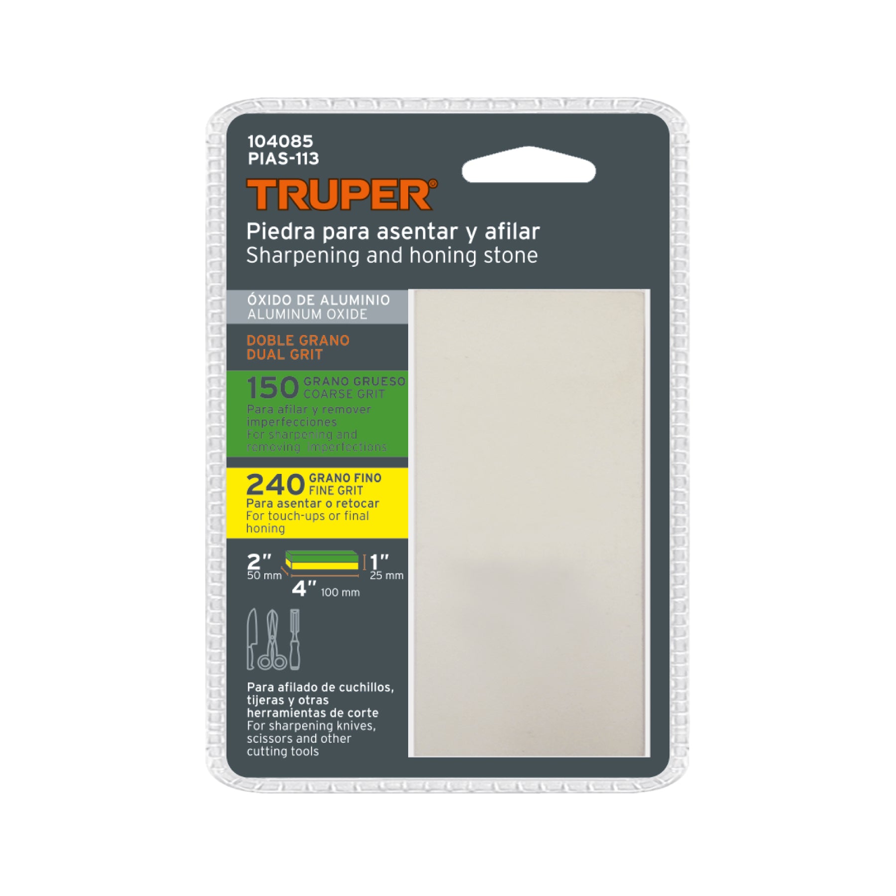 Piedra para asentar 100 mm, doble grano 150 y 240, TRUPER