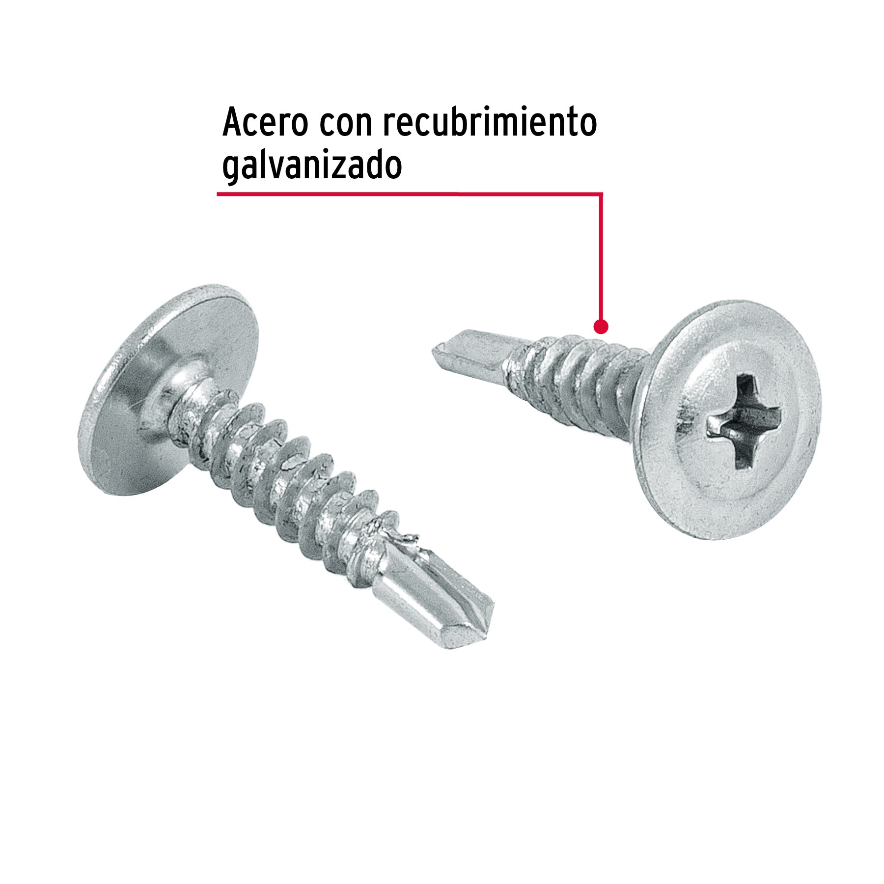 100 pijas #8 x 3/4" cabeza cruz, punta de broca, FIERO