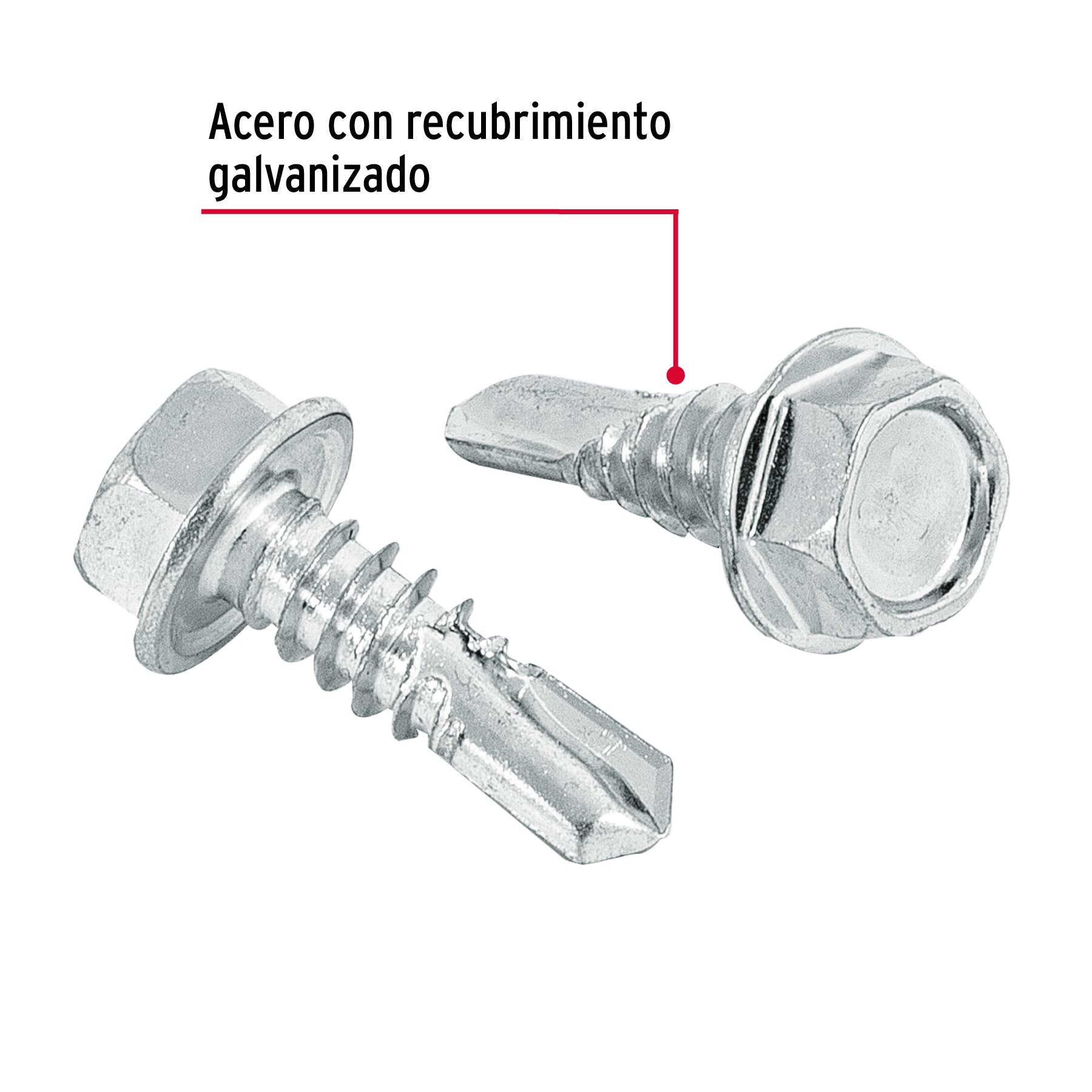 Bolsa 100 pijas #14 x 3/4" cabeza hexagonal, punta de broca