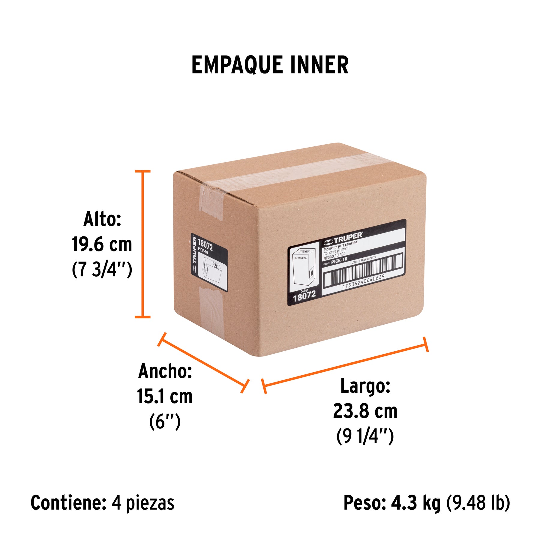 Pigmento negro para cemento, 1 kg, TRUPER - Empaque