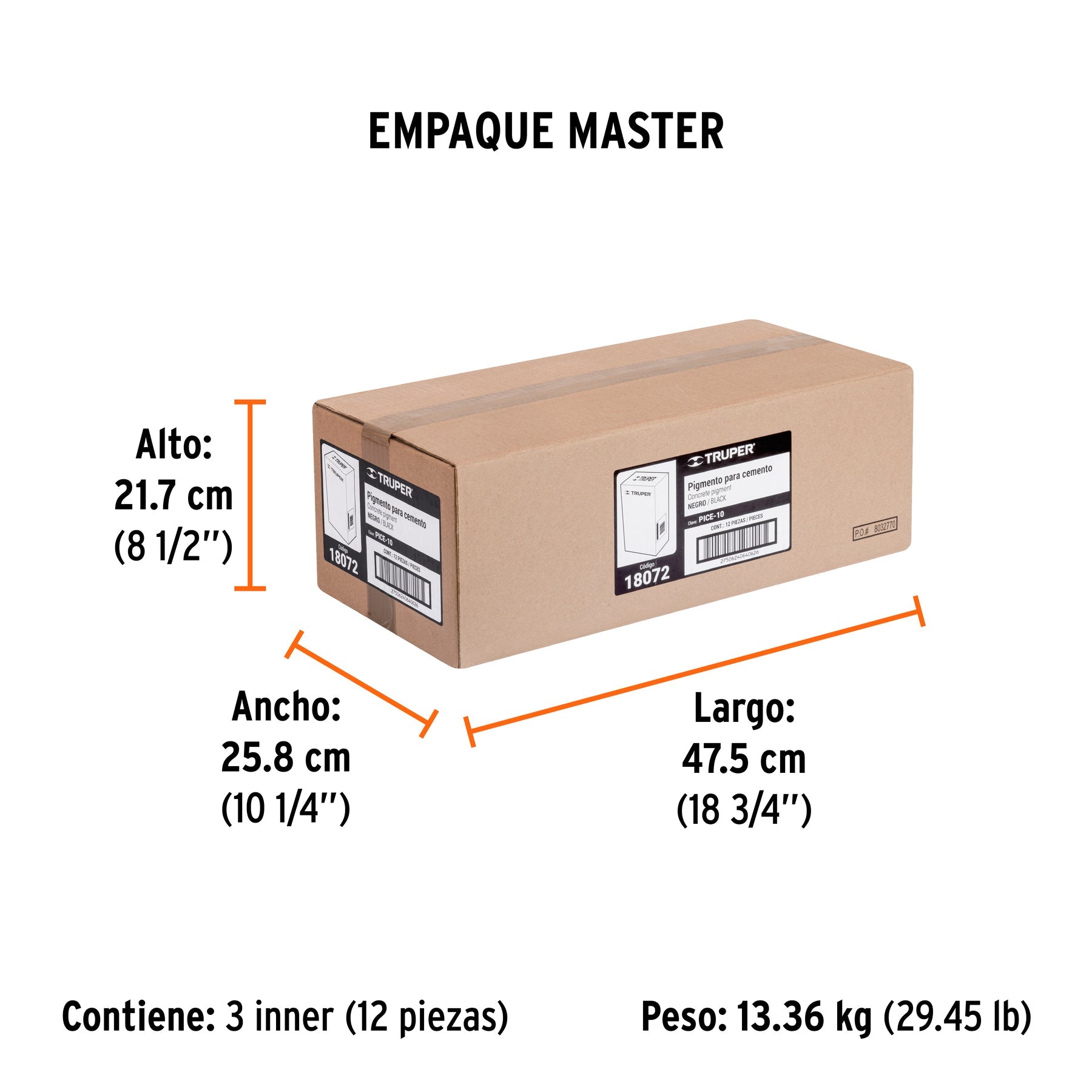 Pigmento negro para cemento, 1 kg, TRUPER - Empaque