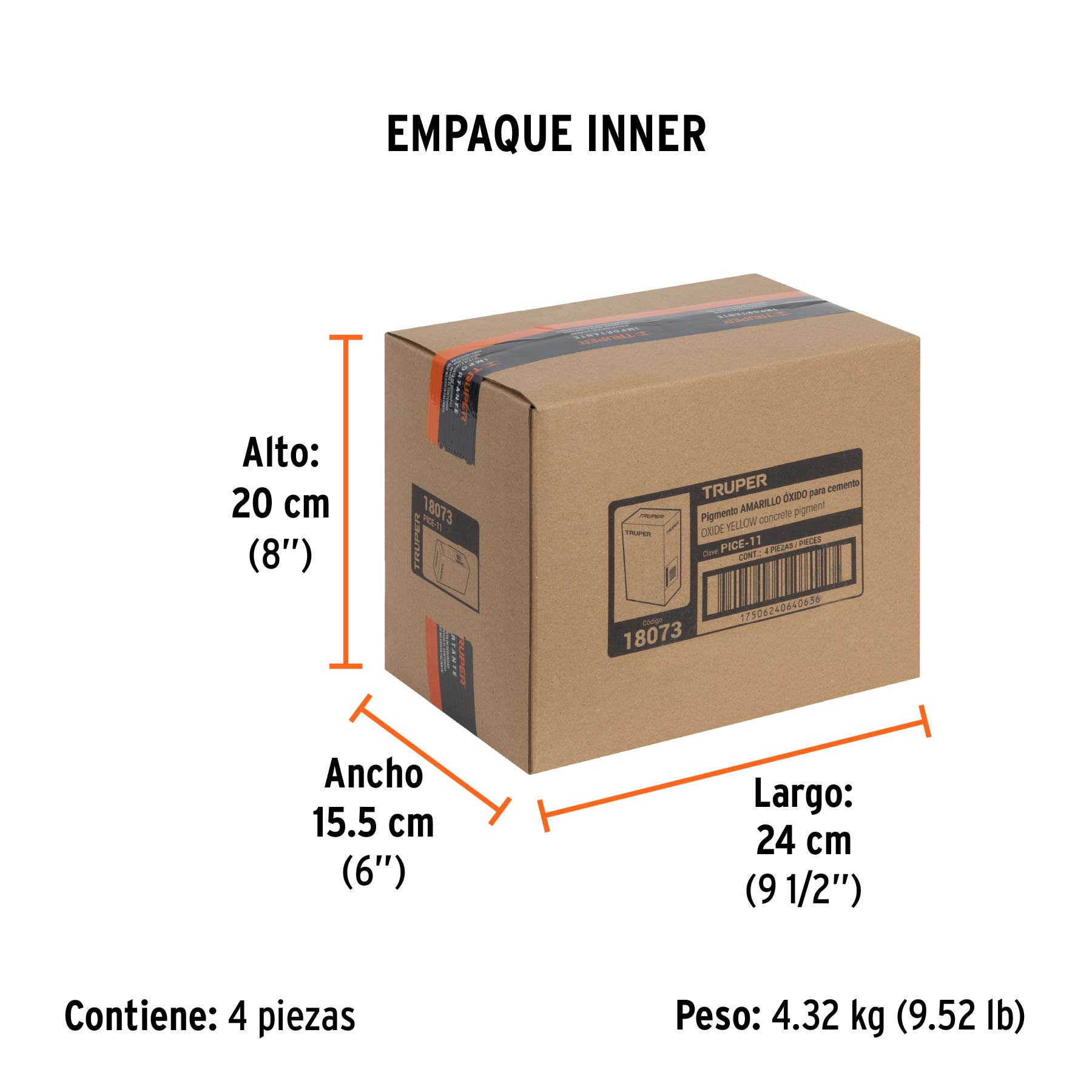 Pigmento amarillo óxido para cemento, 1 kg, TRUPER - Empaque