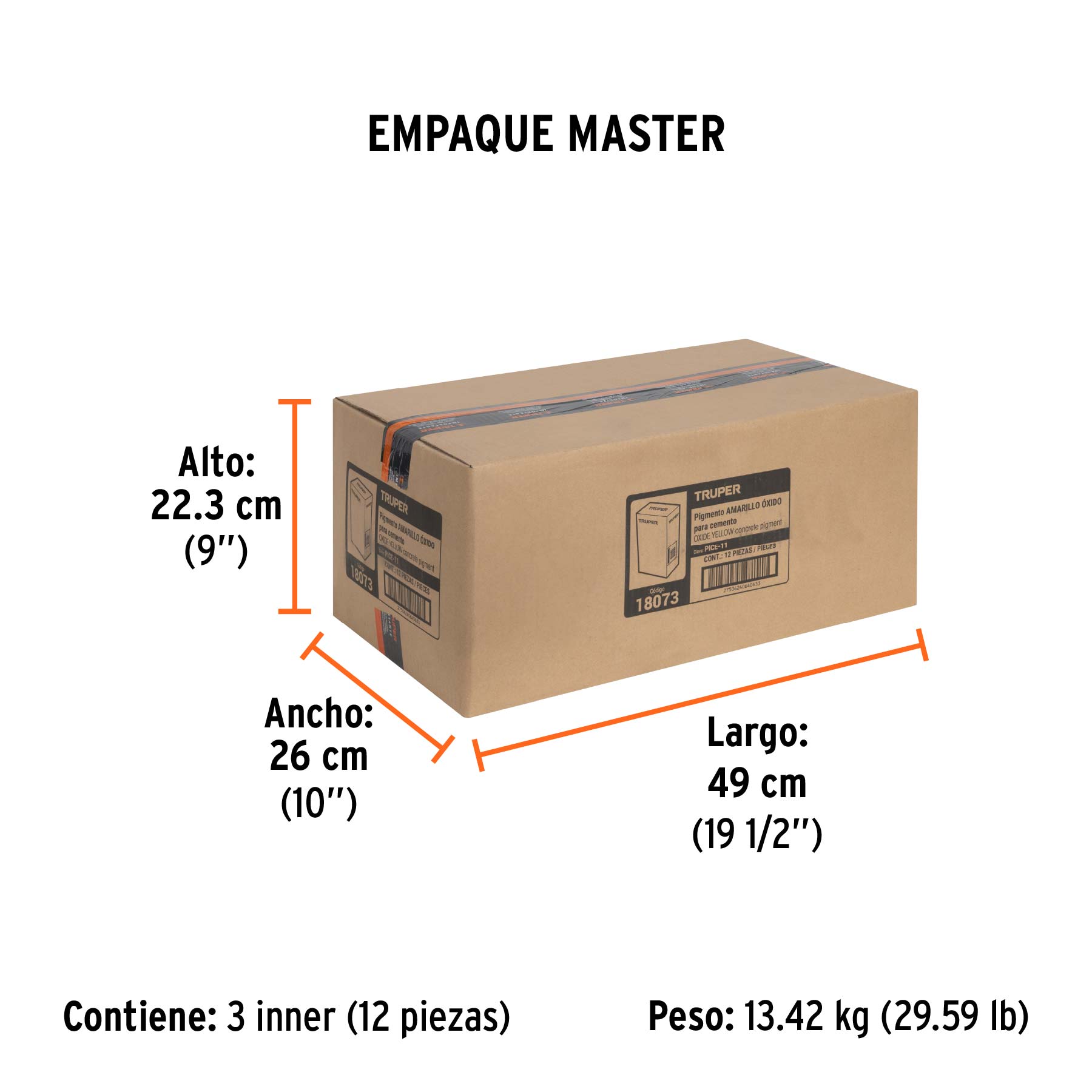 Pigmento amarillo óxido para cemento, 1 kg, TRUPER - Empaque
