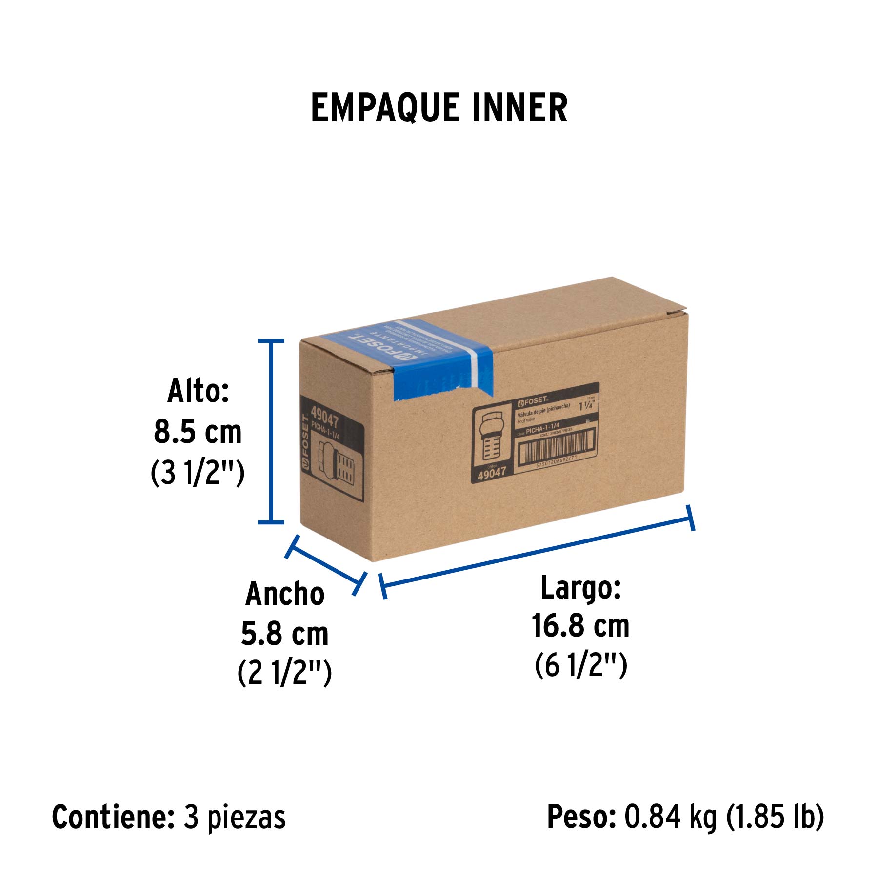 Pichancha con rejilla de latón 1-1/4", FOSET - Empaque