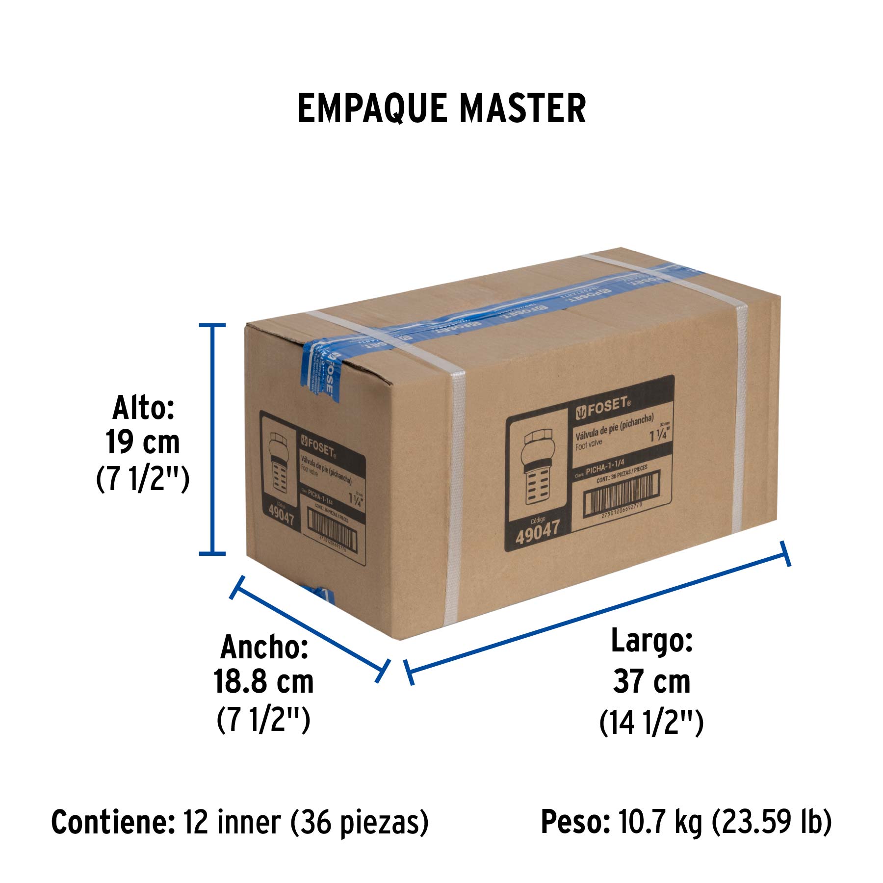 Pichancha con rejilla de latón 1-1/4", FOSET - Empaque
