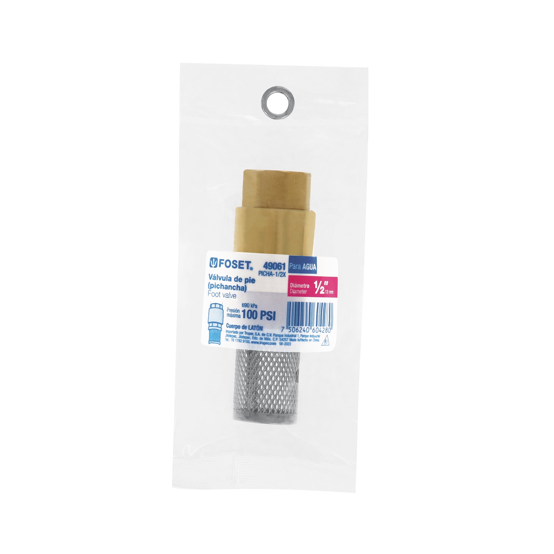 Pichancha tipo check de latón inoxidable 1/2", FOSET