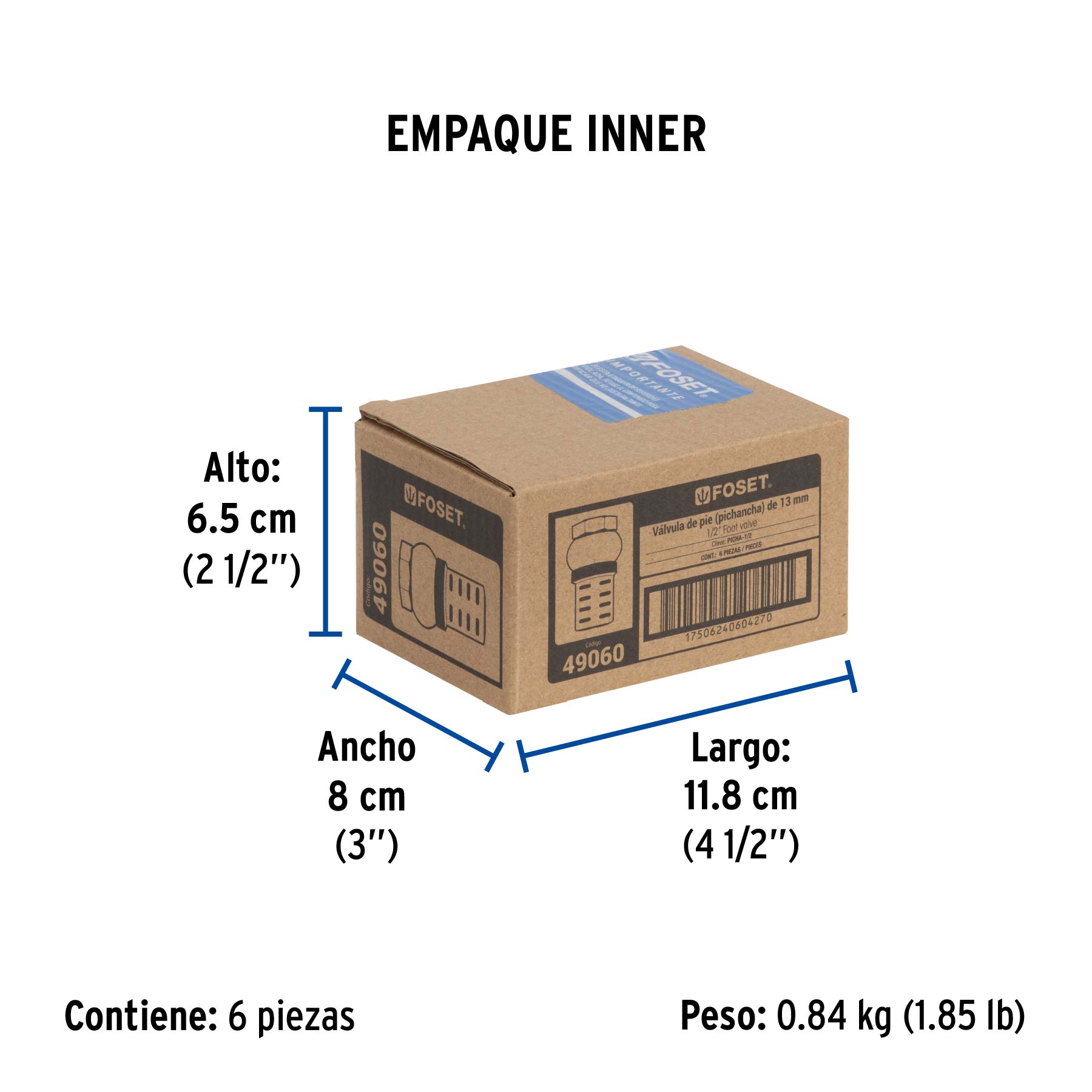 Pichancha tipo check de latón, 1/2", FOSET - Empaque