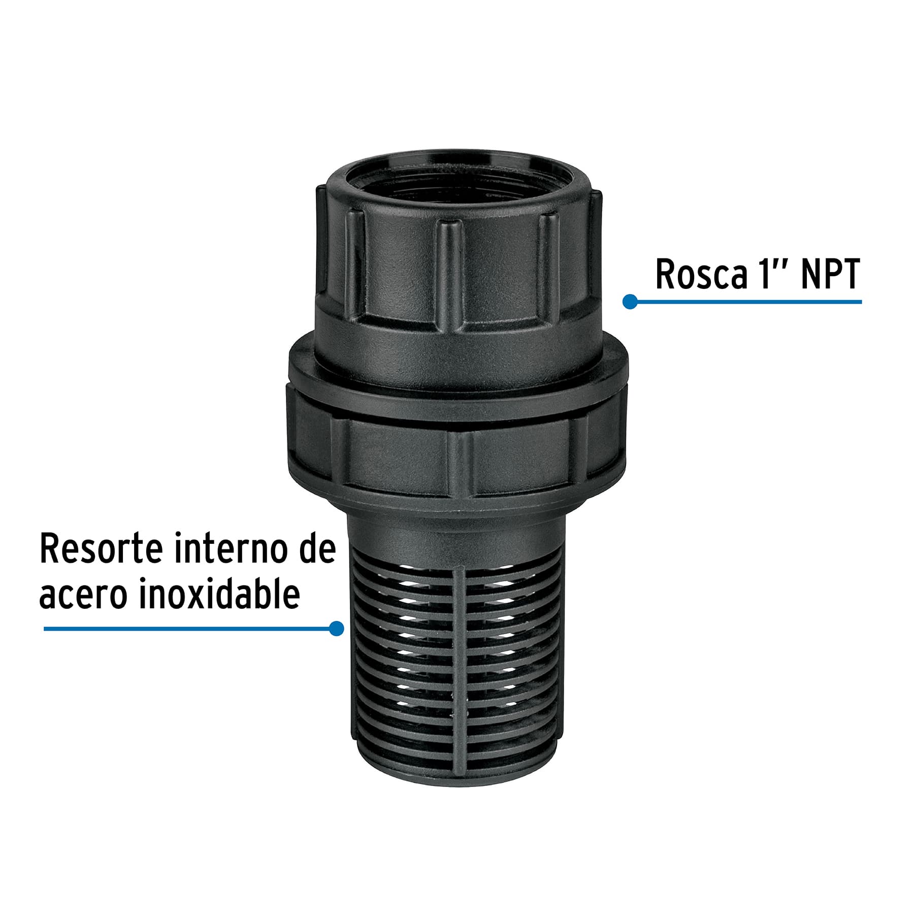 Válvula de pie (pichancha) de 1" de polipropileno, FOSET