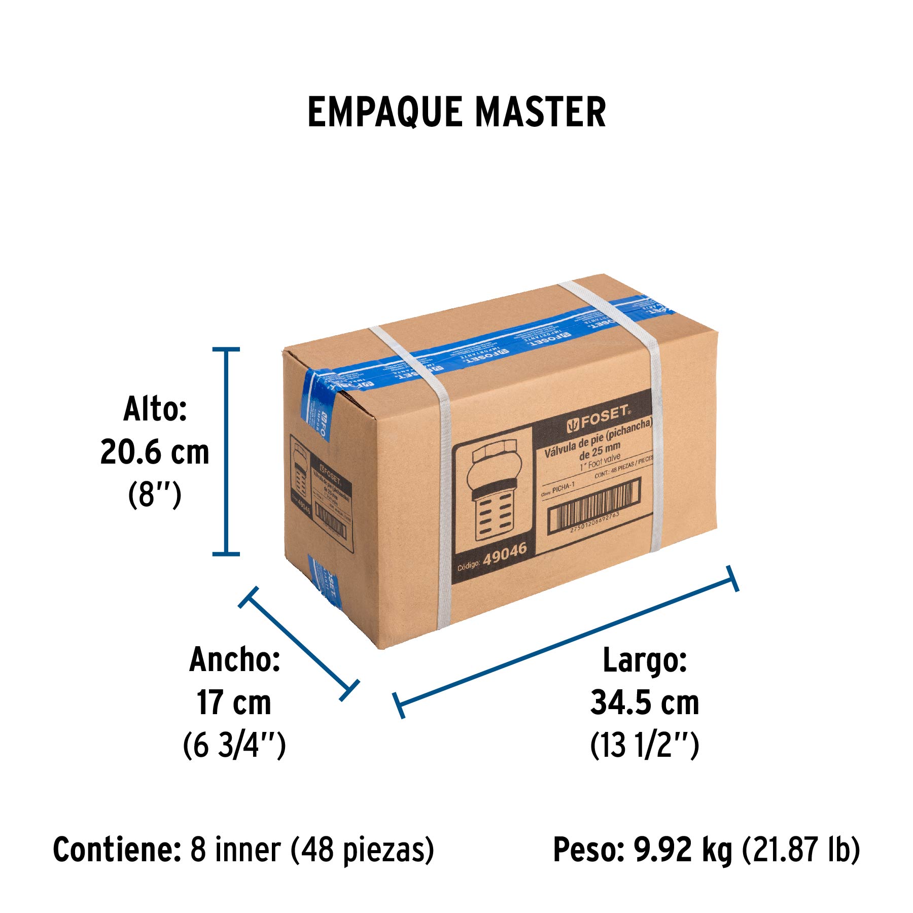 Pichancha con rejilla de latón 1", FOSET - Empaque