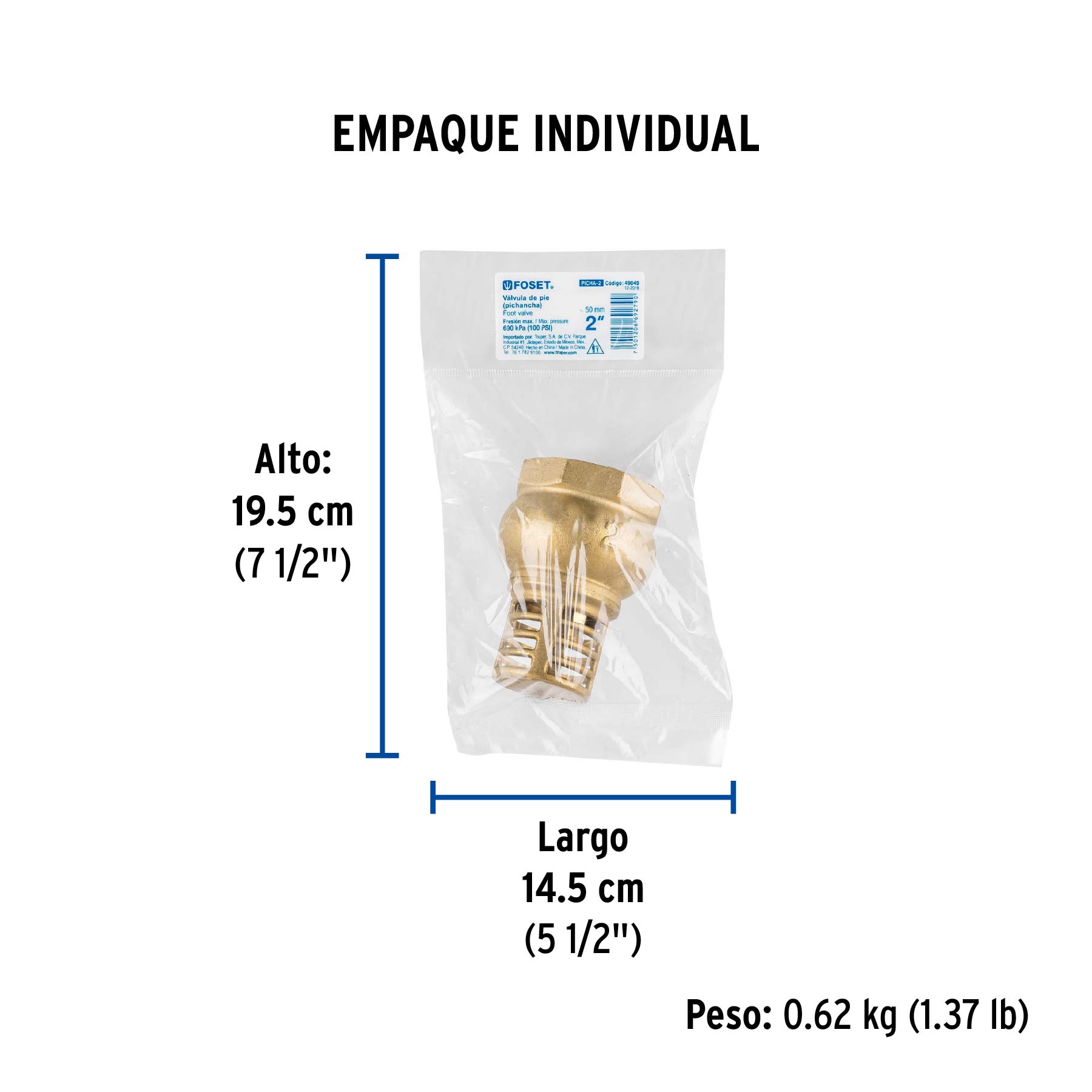 Pichancha con rejilla de latón 2", FOSET - Empaque