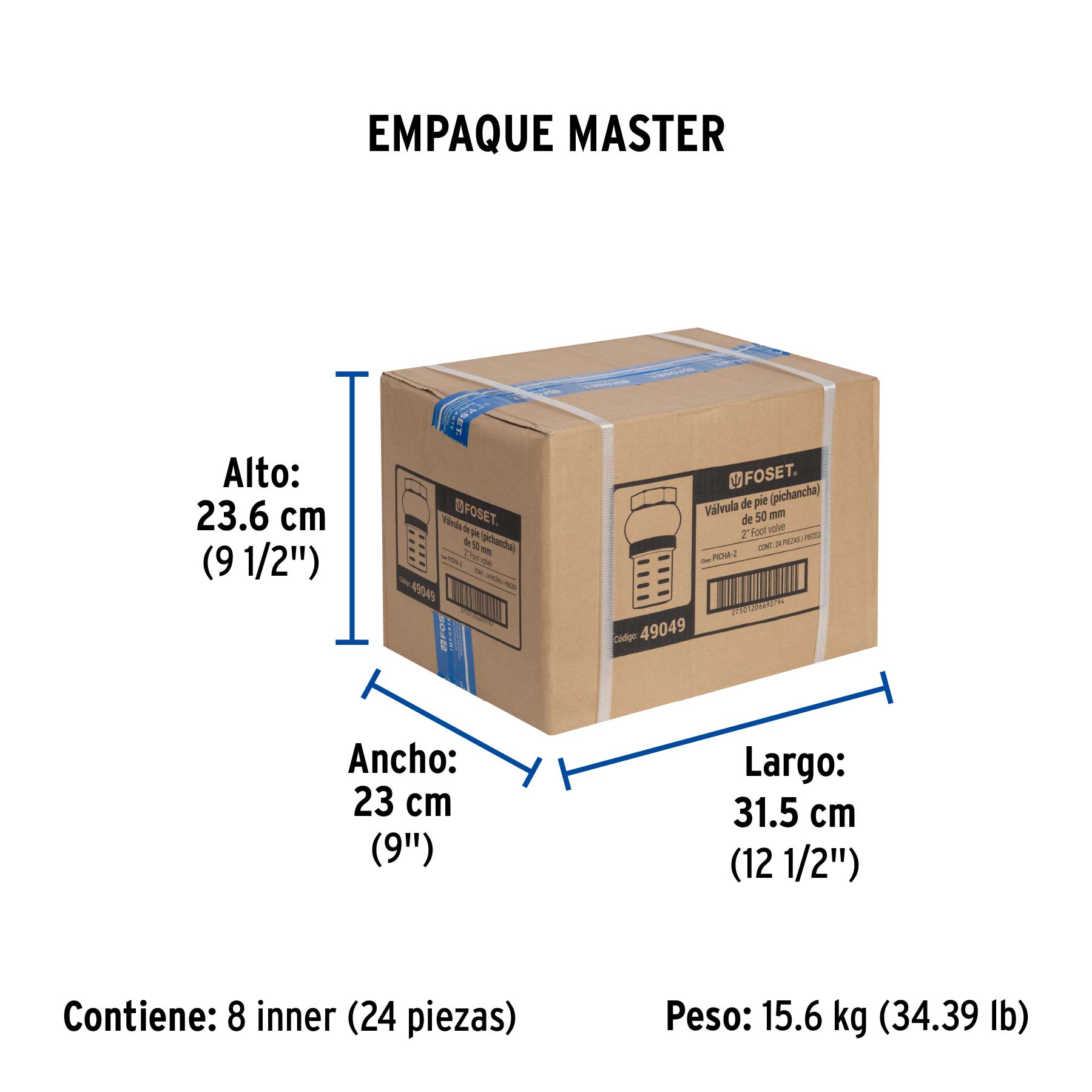 Pichancha con rejilla de latón 2", FOSET - Empaque
