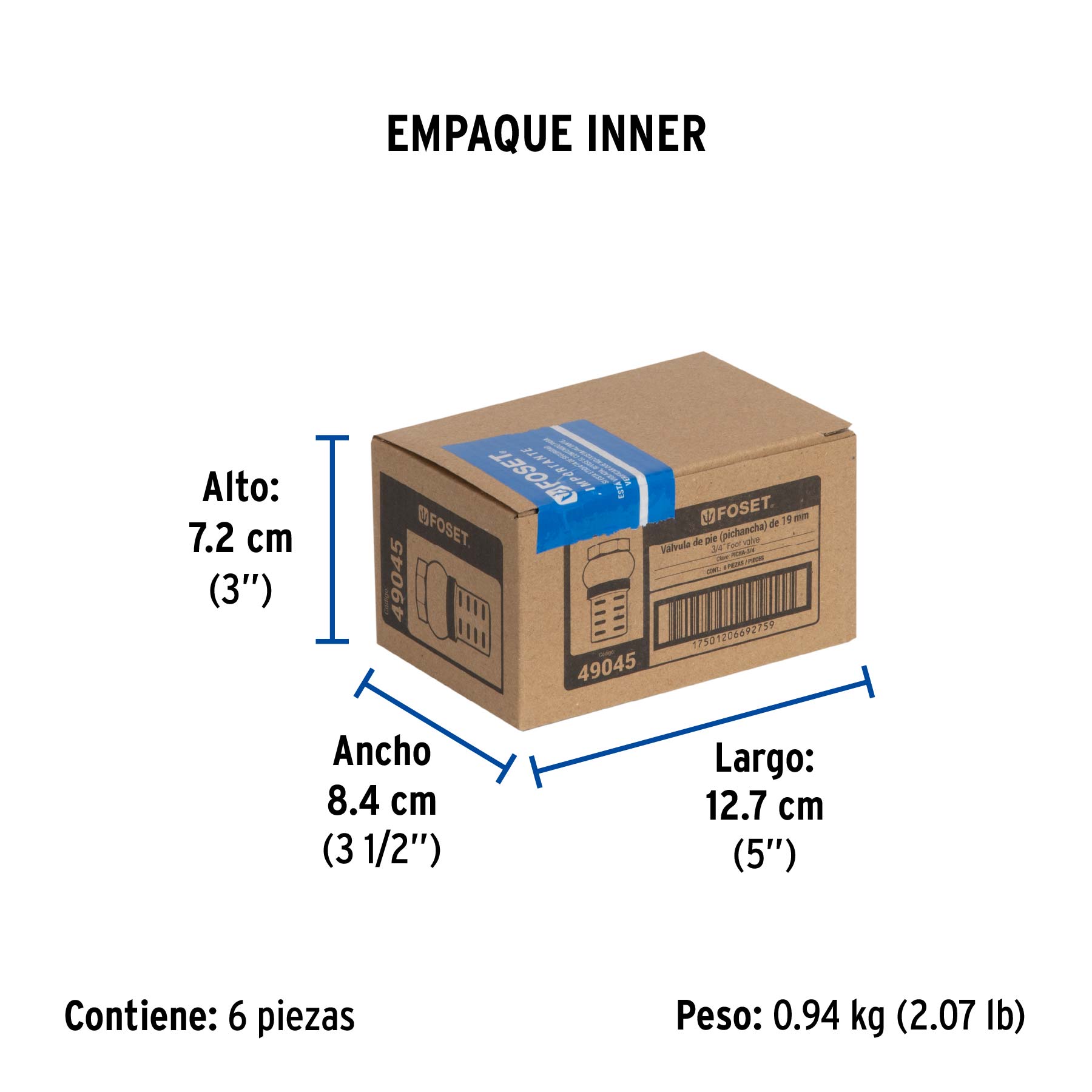 Pichancha con rejilla de latón 3/4", FOSET - Empaque