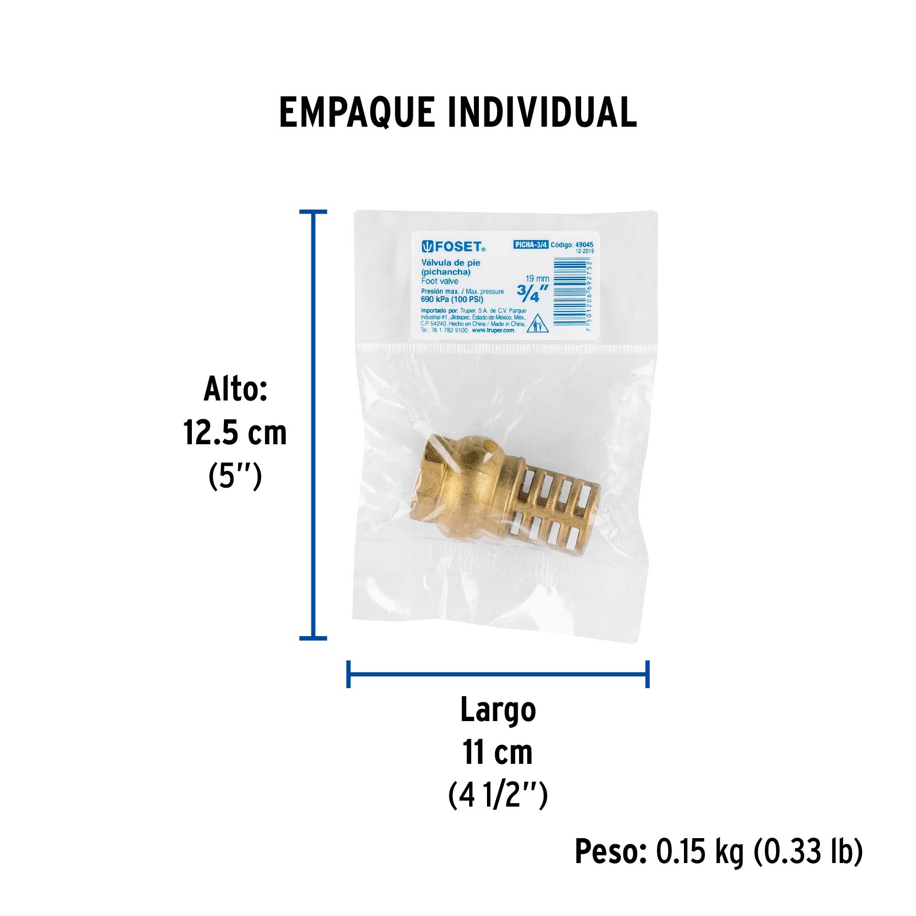 Pichancha con rejilla de latón 3/4", FOSET - Empaque