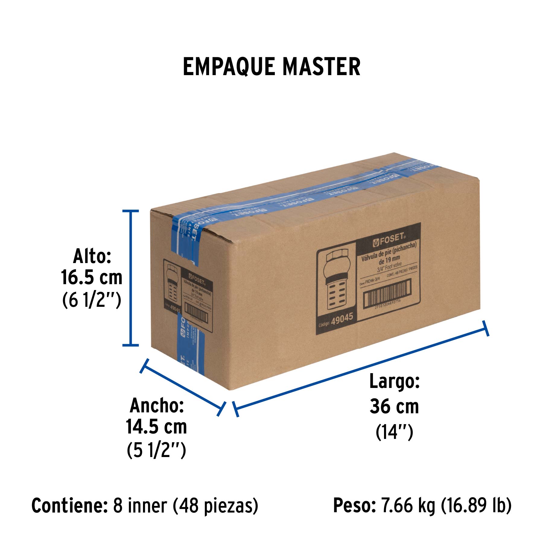 Pichancha con rejilla de latón 3/4", FOSET - Empaque