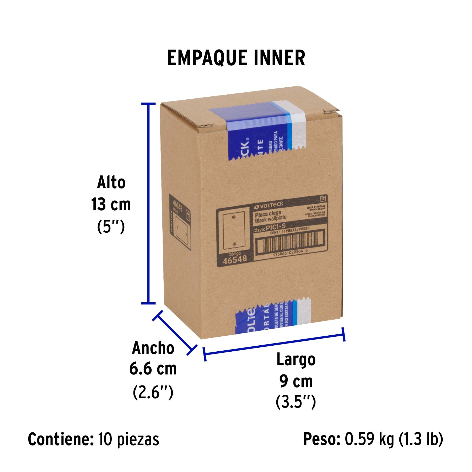 Placa de Acero Inoxidable ciega, Línea Standard - Empaque