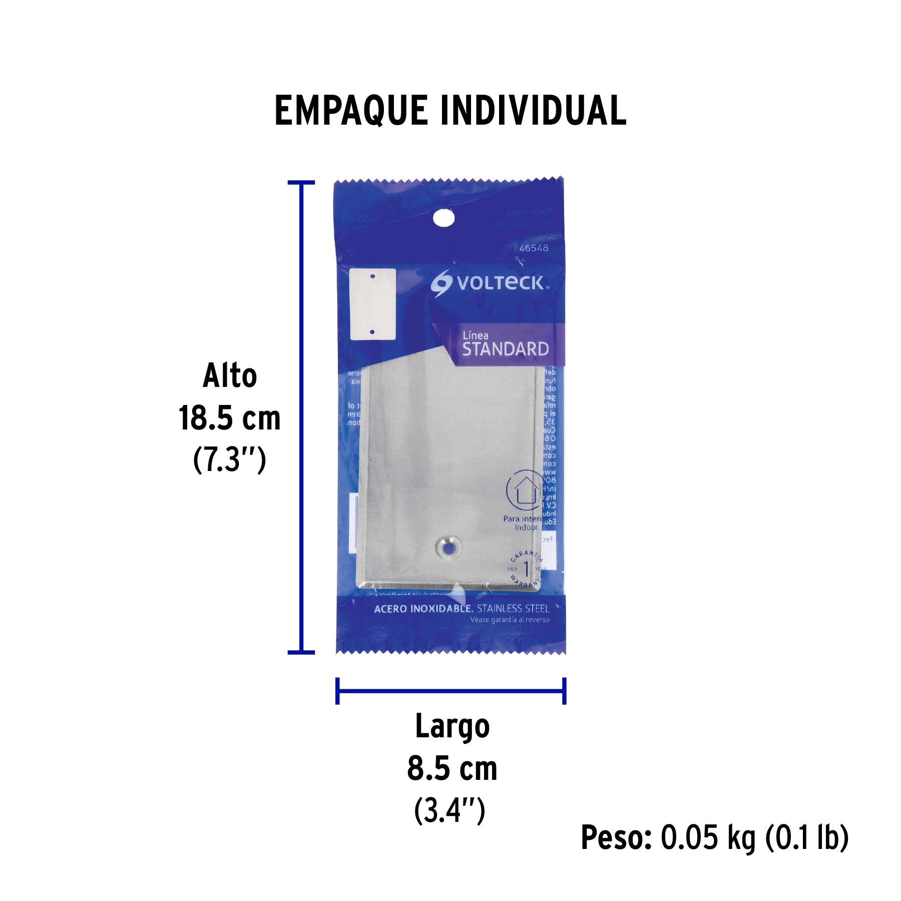 Placa de Acero Inoxidable ciega, Línea Standard - Empaque