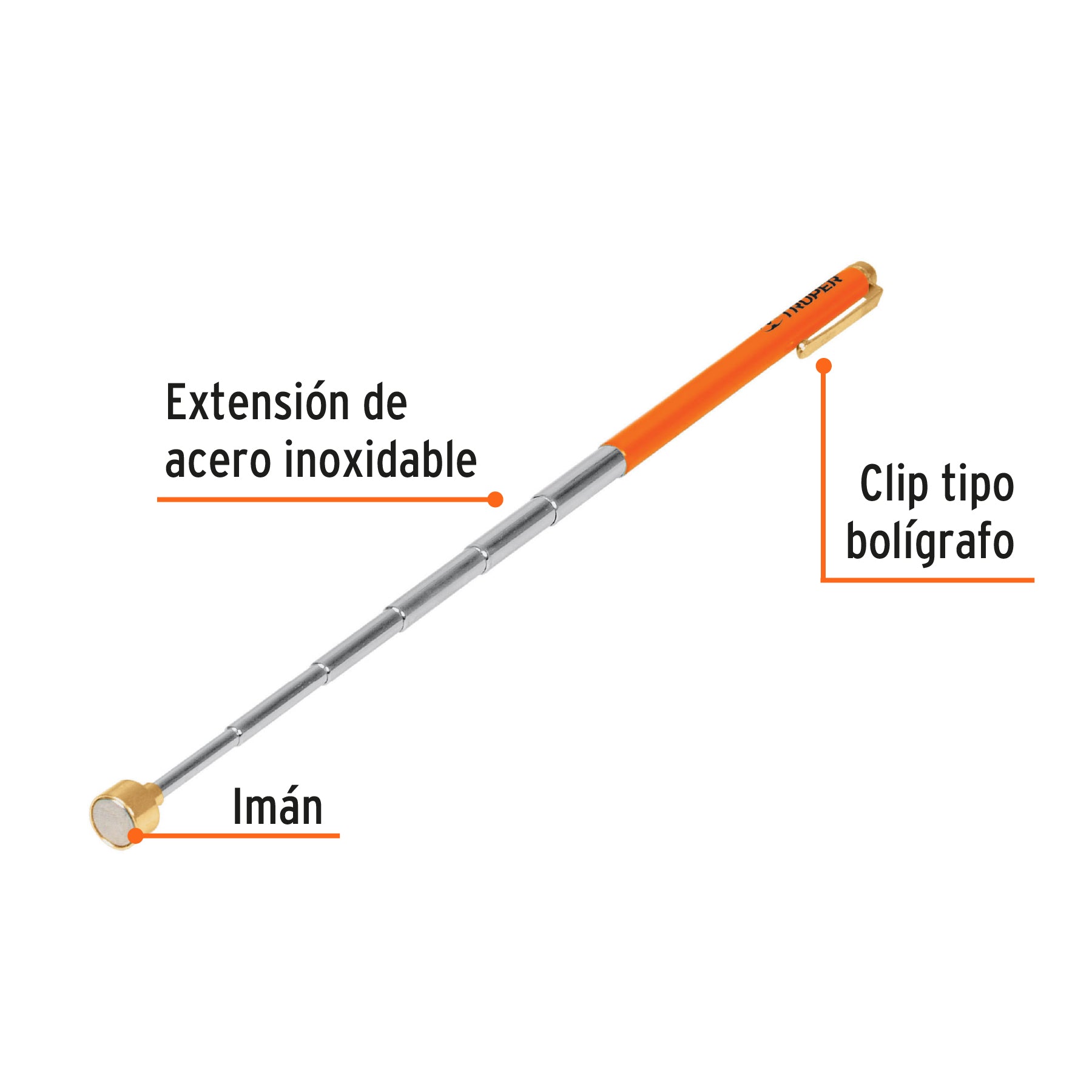 Imán extensible de acero inoxidable, 1.5 kg, TRUPER