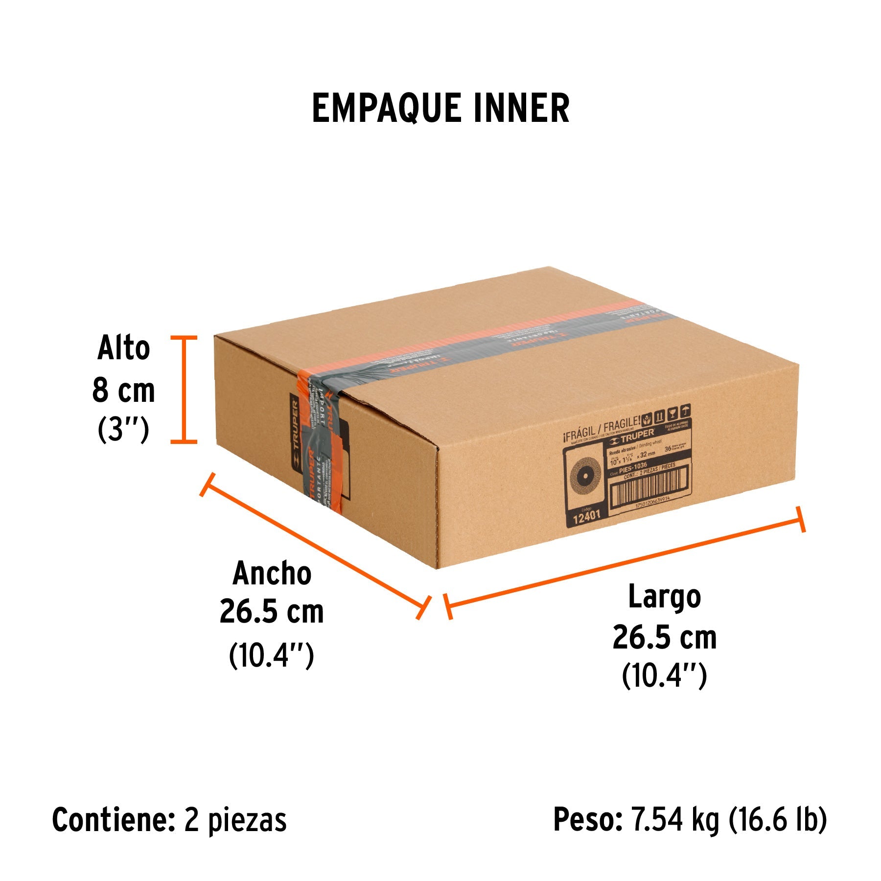 Rueda abrasiva p/esmeril 10"x32mm, óxido aluminio, grano 36 - Empaque
