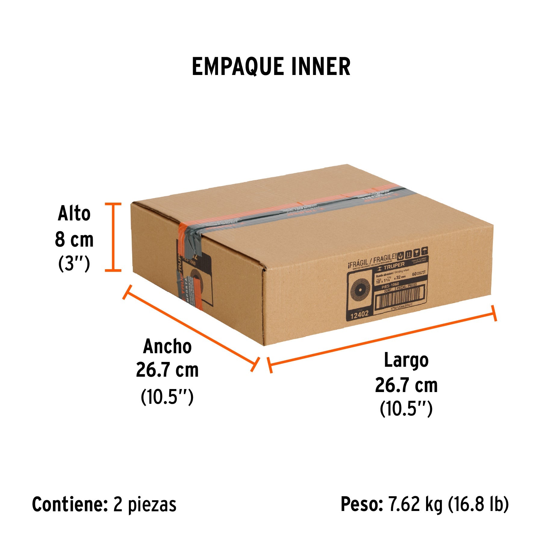 Rueda abrasiva p/esmeril 10"x32mm, óxido aluminio, grano 60 - Empaque