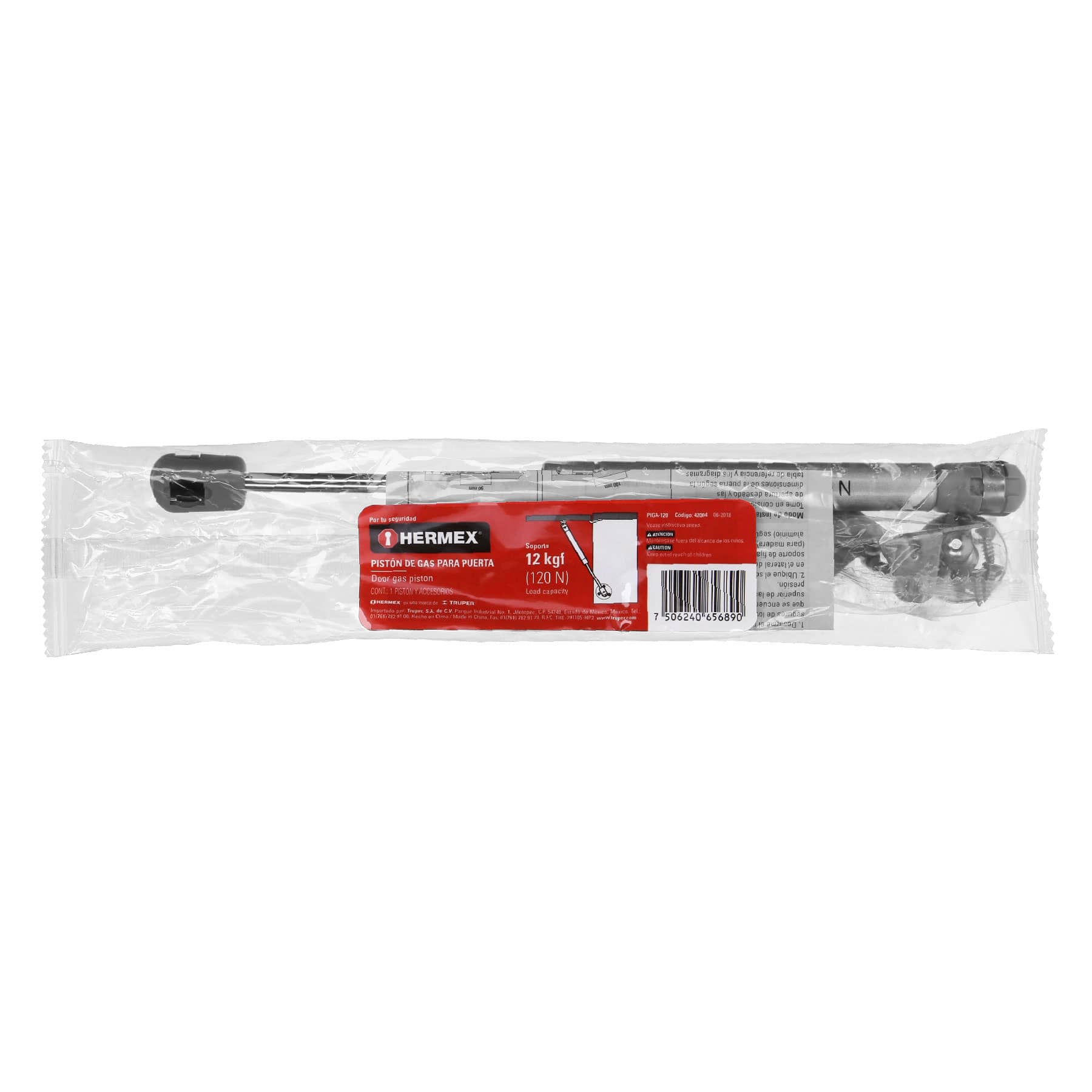 Pistón a gas con capacidad de 120 N / 12 kg, HERMEX
