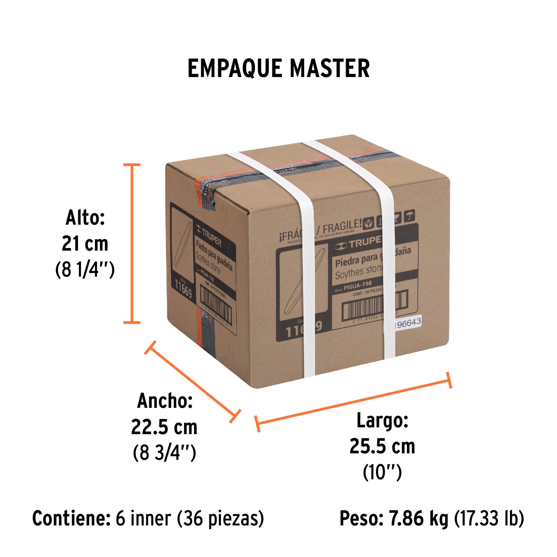 Piedra para afilar guadaña, grano 120, TRUPER - Empaque