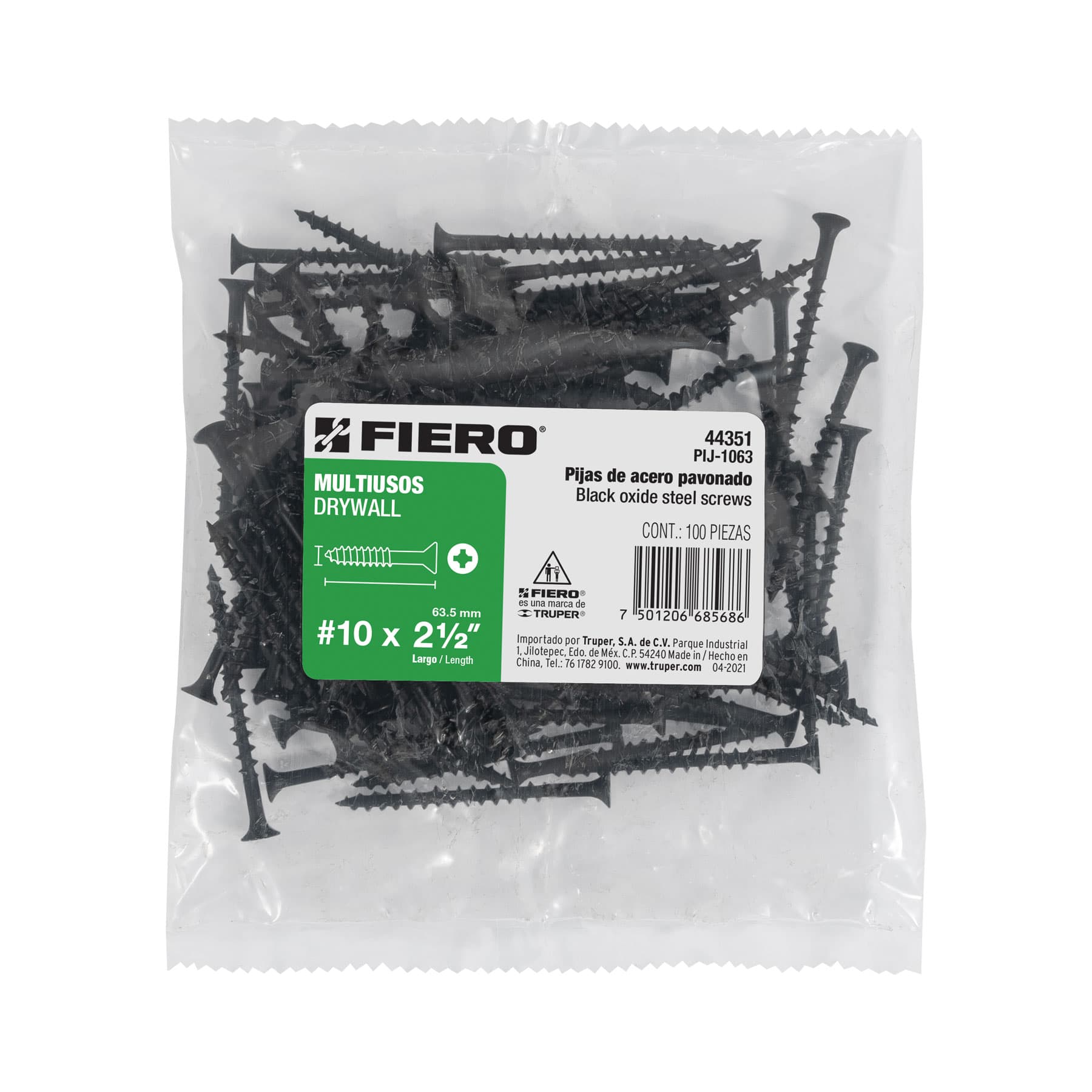 100 pijas 10 x 2-1/2"cabeza planaphillips multiusos