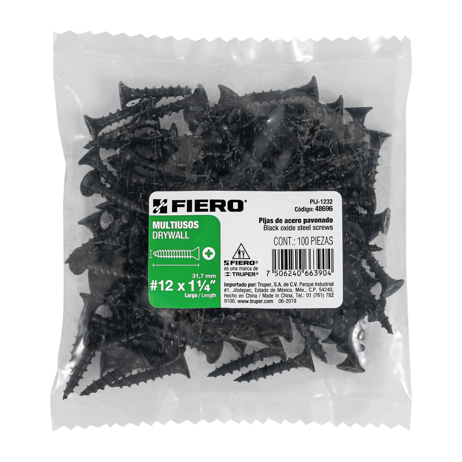 100 pijas 12 x 1-1/4"cabeza plana phillips multiusos