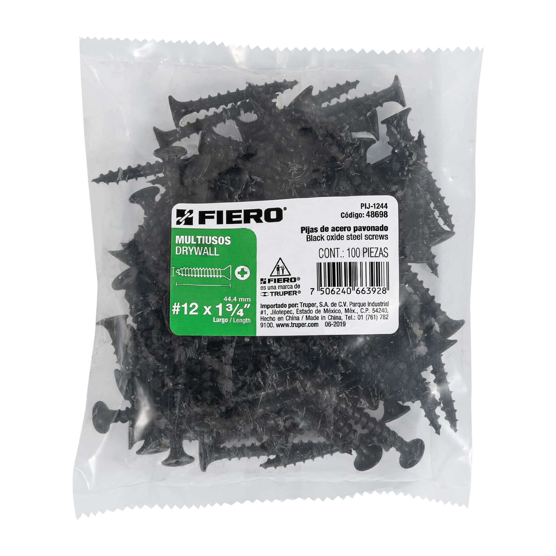 100 pijas 12 x 1-3/4"cabeza plana phillips multiusos