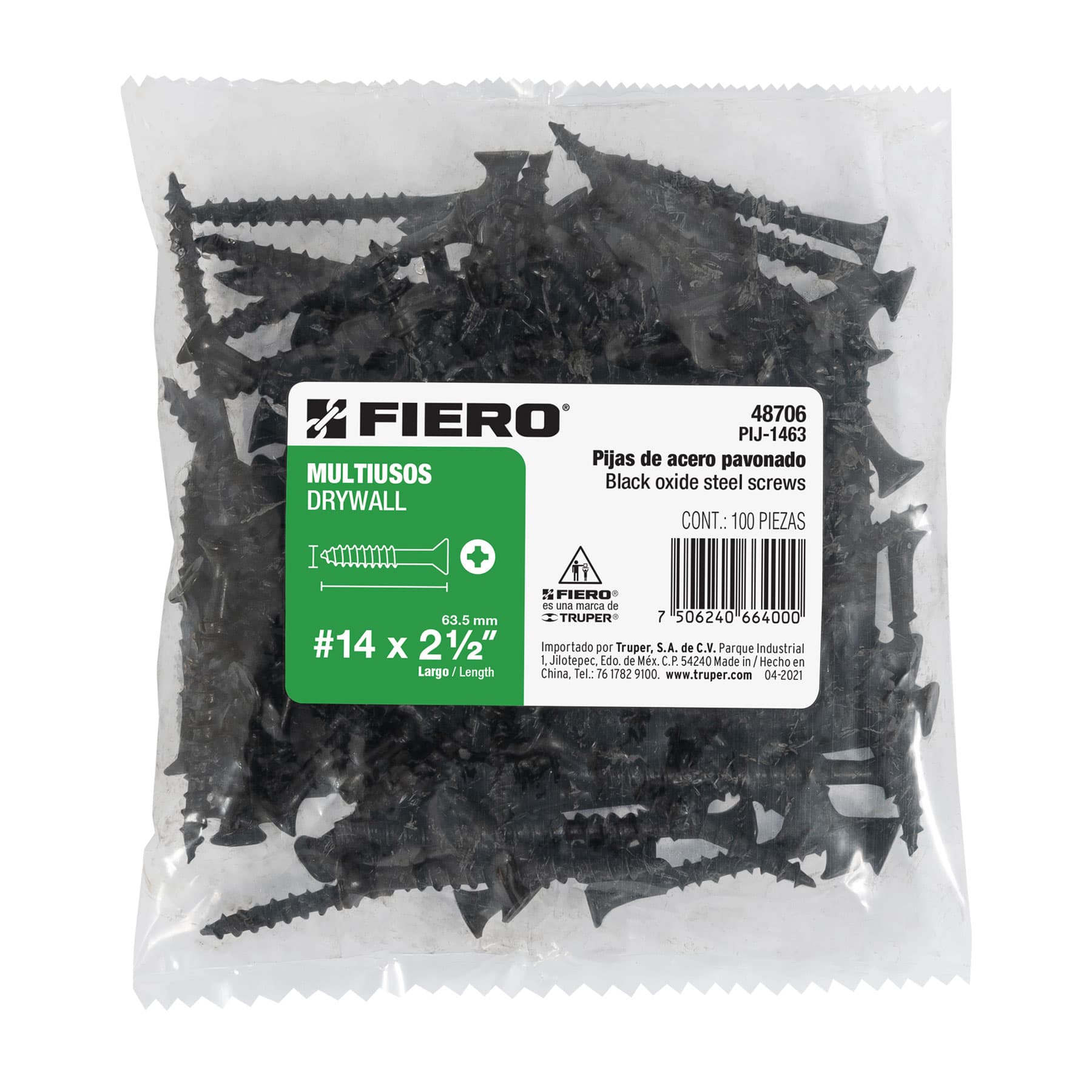 100 pijas 14 x 2-1/2"cabeza plana phillips multiusos