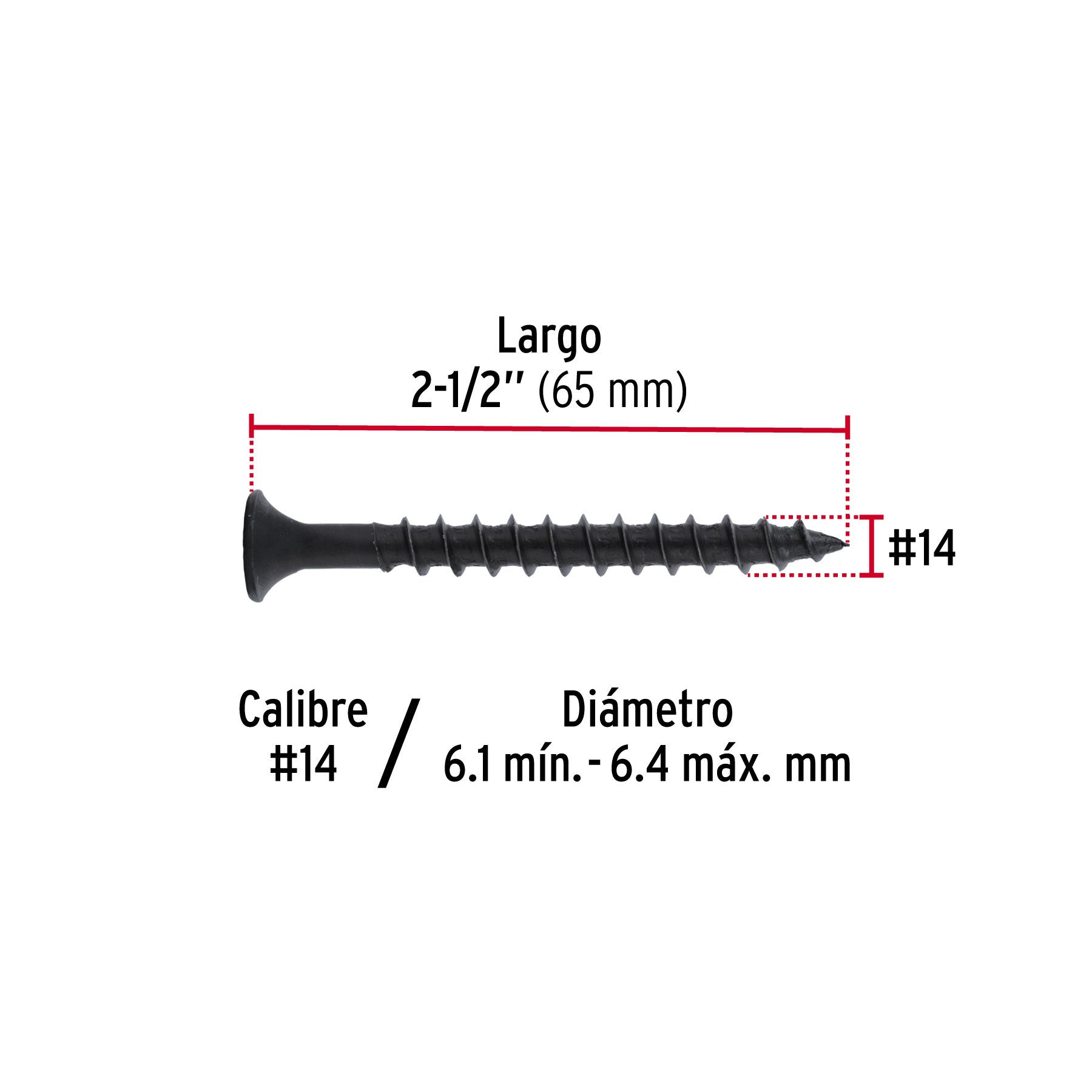100 pijas 14 x 2-1/2"cabeza plana phillips multiusos