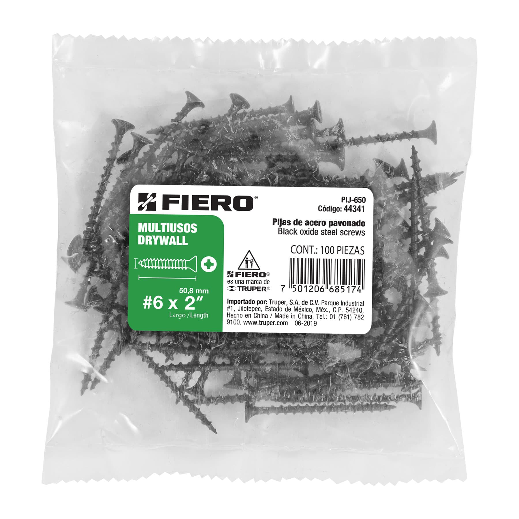 100 pijas 6 x 2"cabeza plana phillips multiusos
