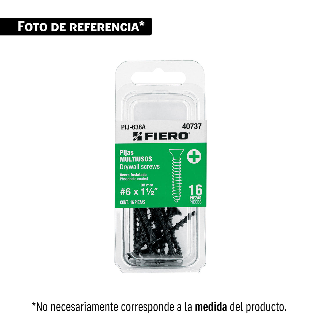 Blíster 8 pijas 8 x 2-1/2" cabeza plana phillips multiusos