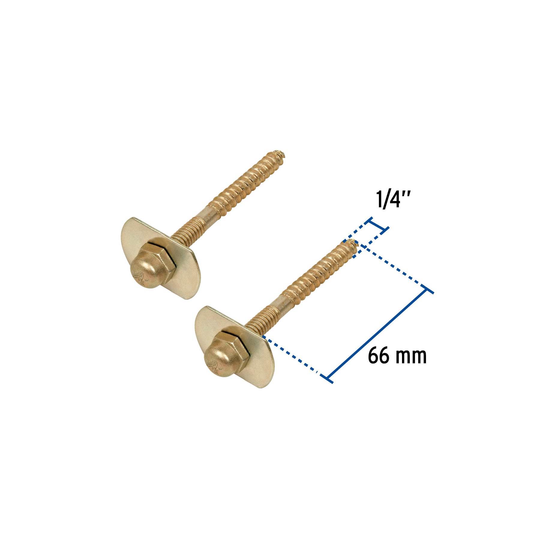 Bolsa con 2 pijas 1/4" x 66 mm para base de WC a piso, FOSET