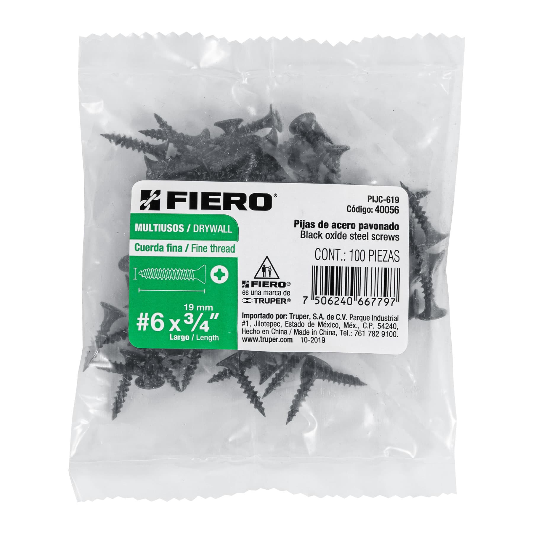 100 pijas 6x3/4"cabeza plana phillips multiusos cuerda fina