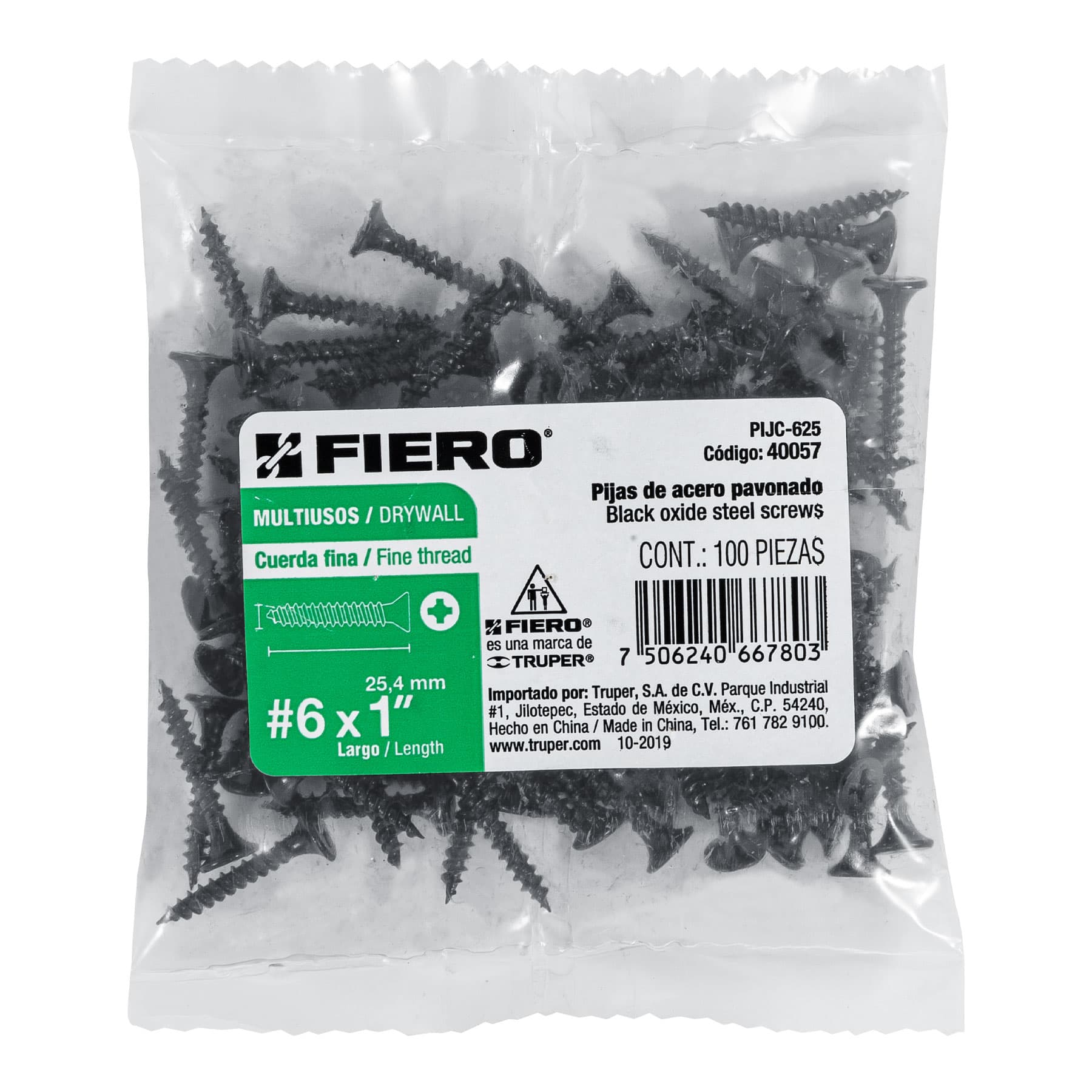 100 pijas 6 x 1"cabeza plana phillips multiusos cuerda fina