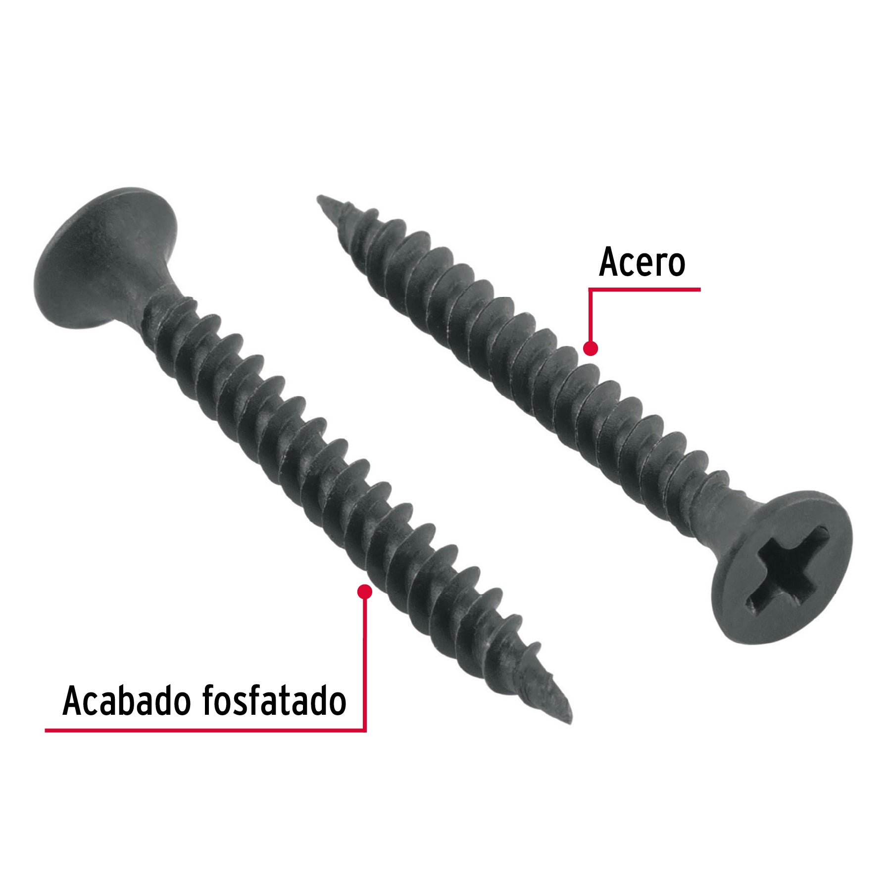 100pijas 6x1-1/4"cabeza plana phillips multiusos cuerda fina