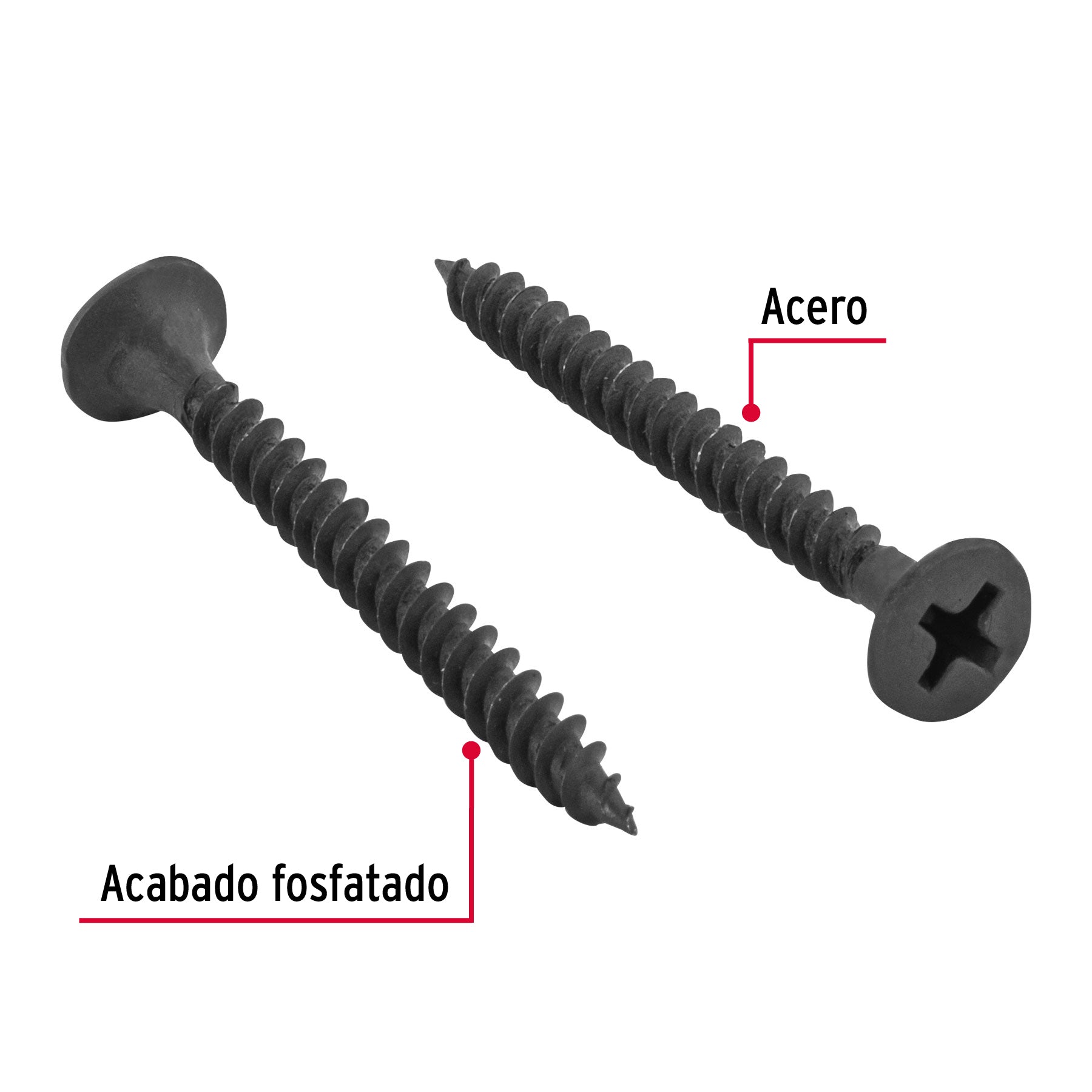 100pijas 6x1-1/2"cabeza plana phillips multiusos cuerda fina