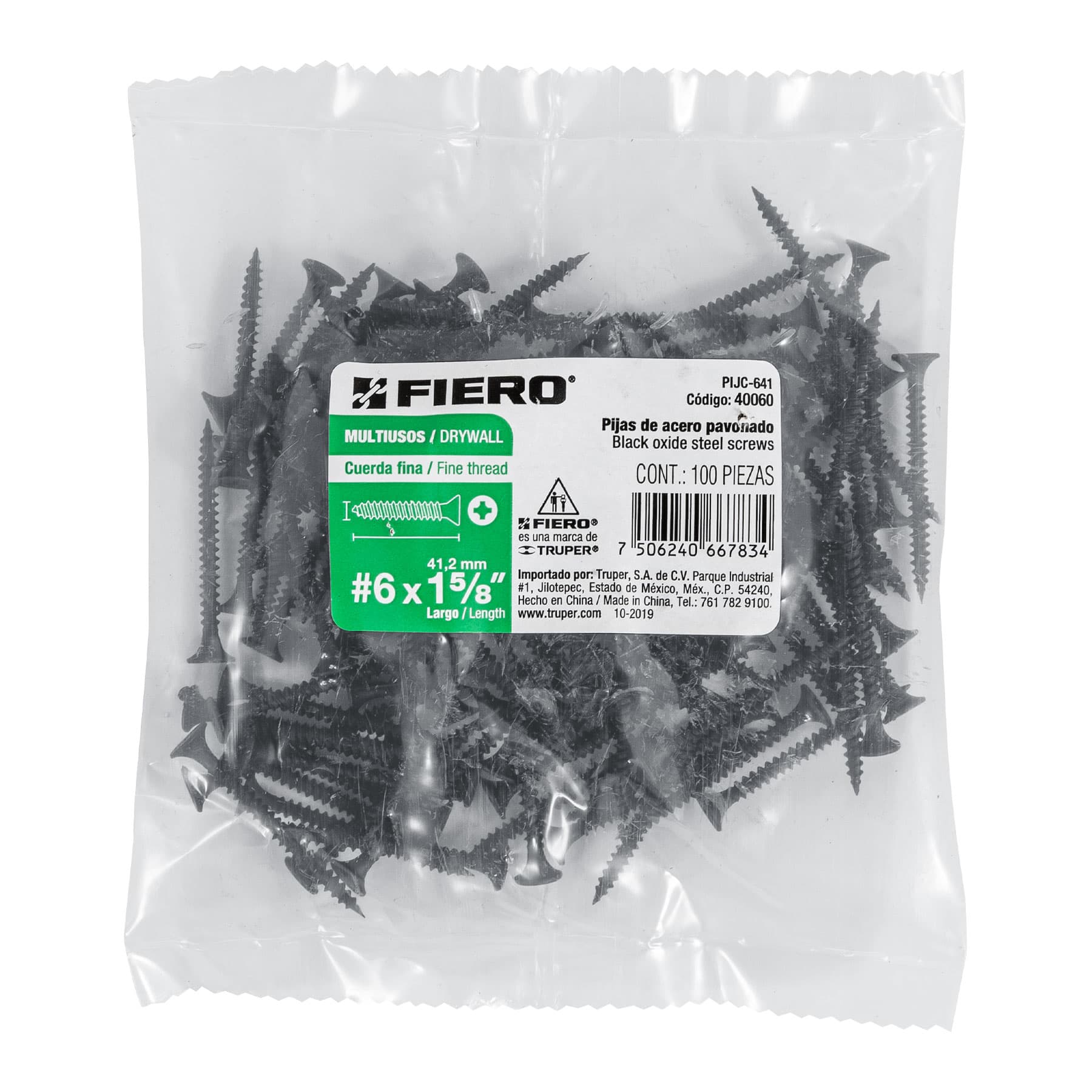 100pijas 6x1-5/8"cabeza plana phillips multiusos cuerda fina