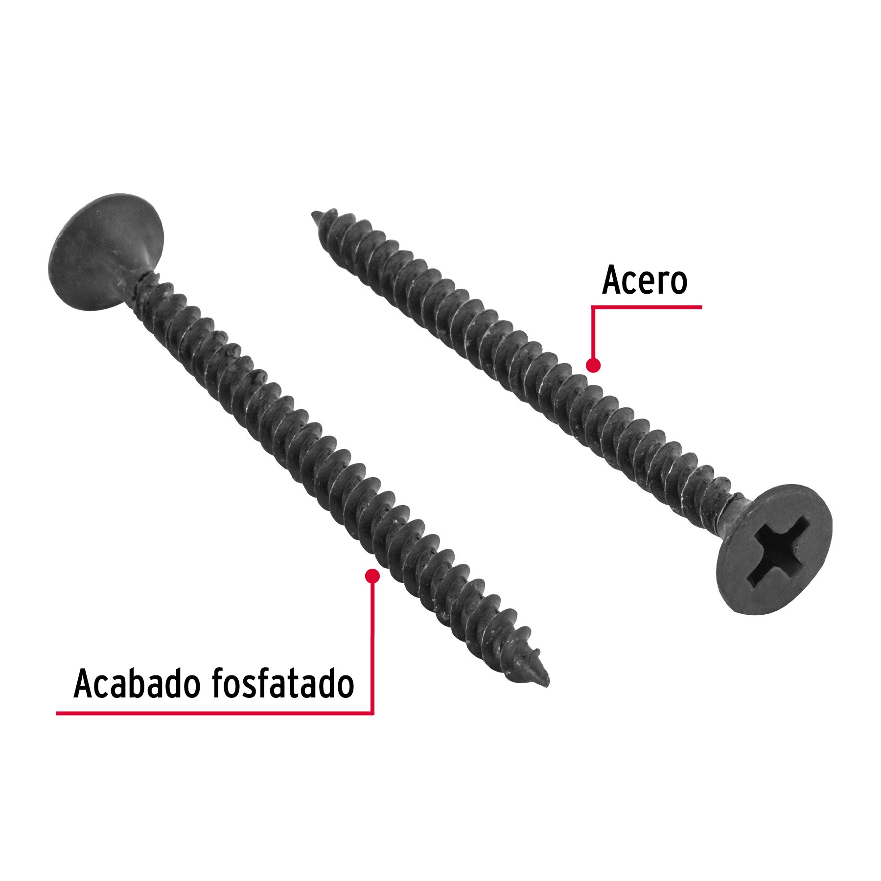 100pijas 6x1-5/8"cabeza plana phillips multiusos cuerda fina