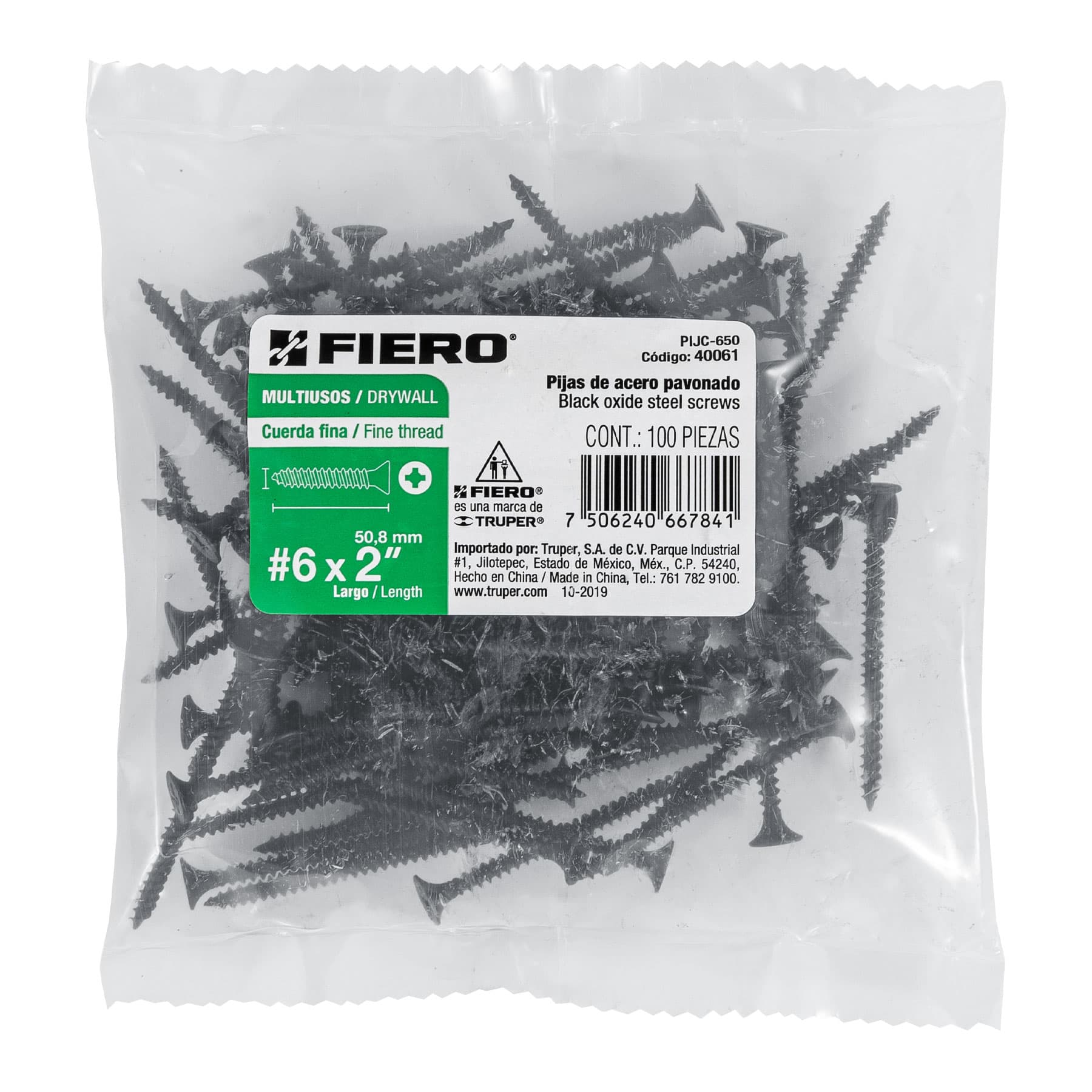 100 pijas 6 x 2"cabeza plana phillips multiusos cuerda fina