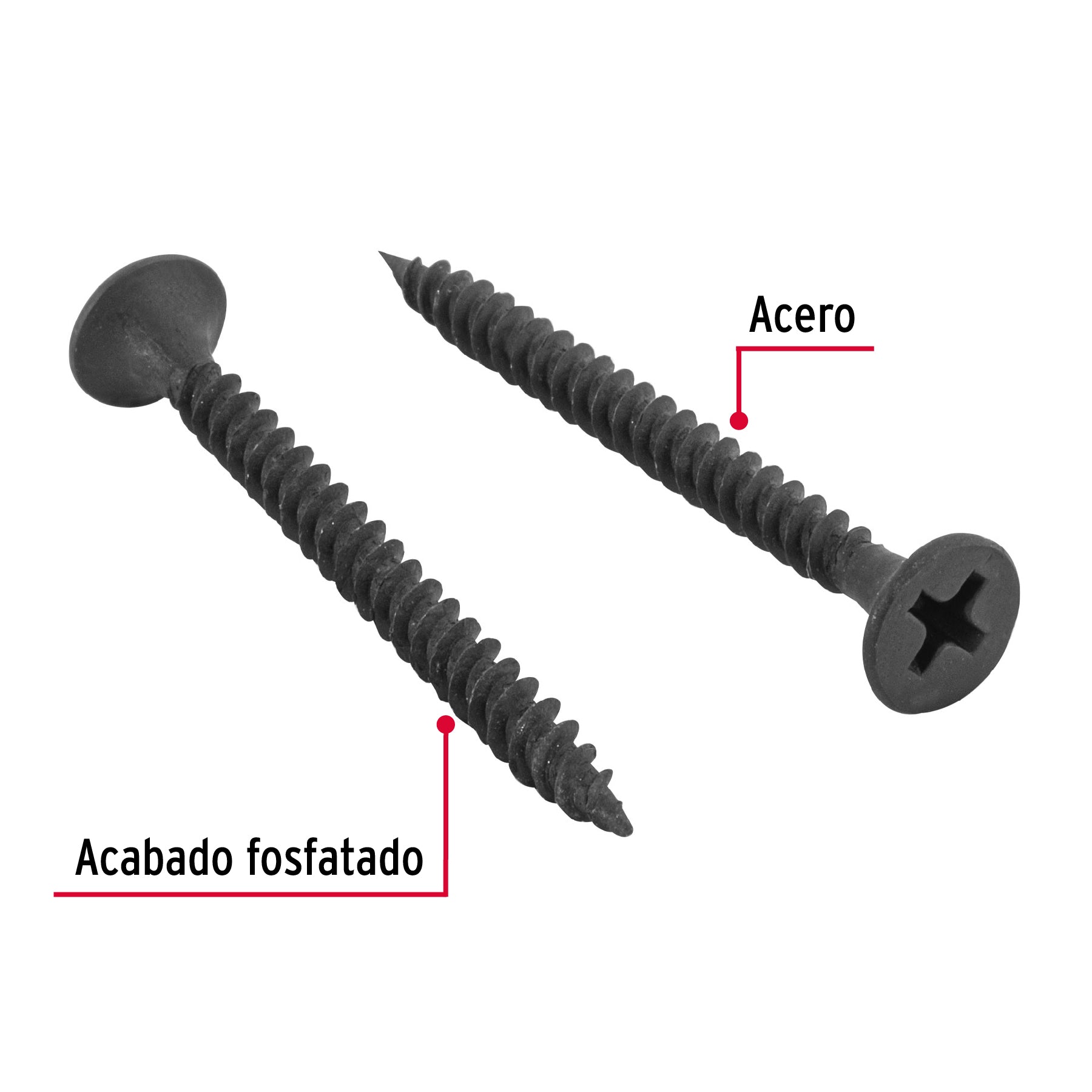 100 pijas 6 x 2"cabeza plana phillips multiusos cuerda fina