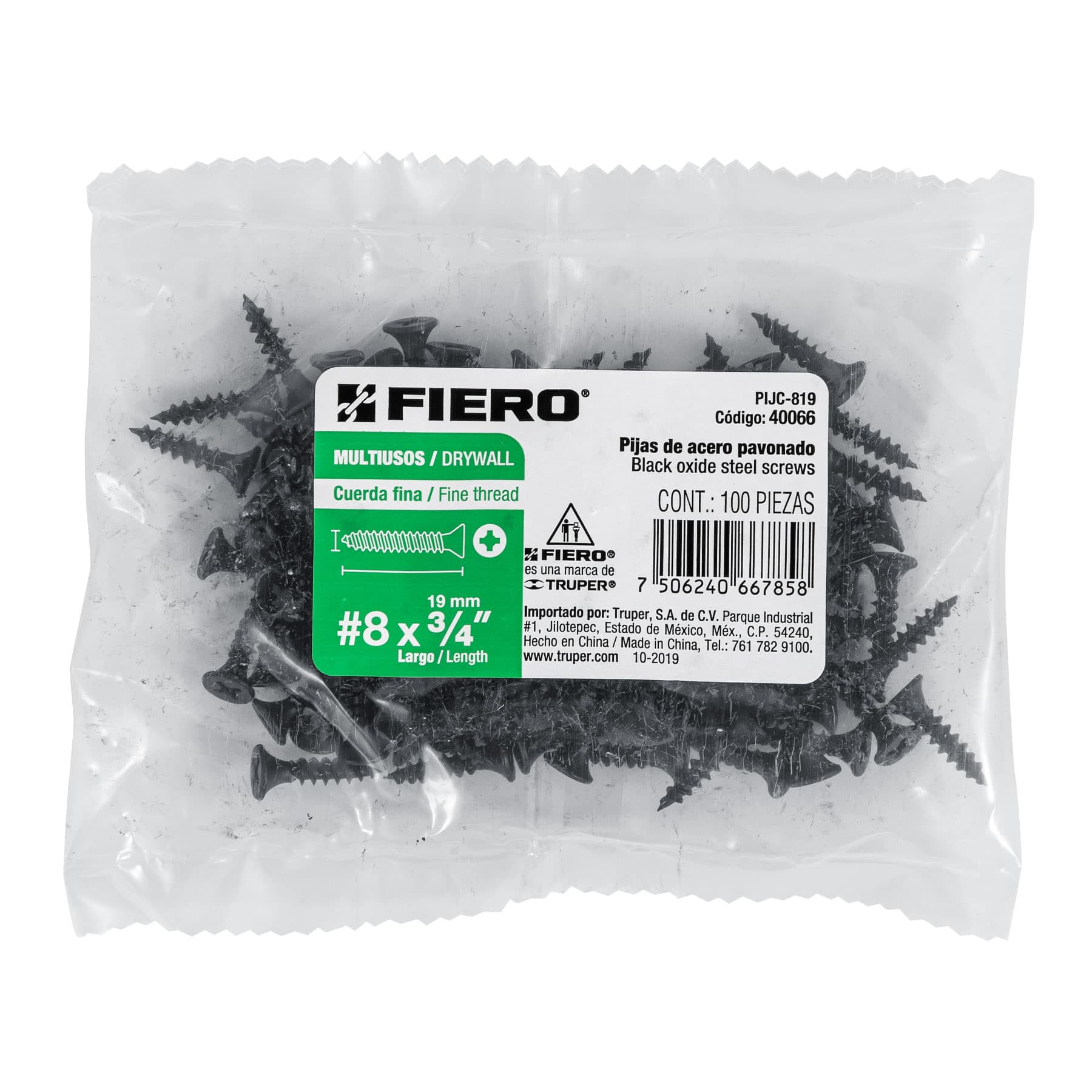 100 pijas 8x3/4"cabeza plana phillips multiusos cuerda fina
