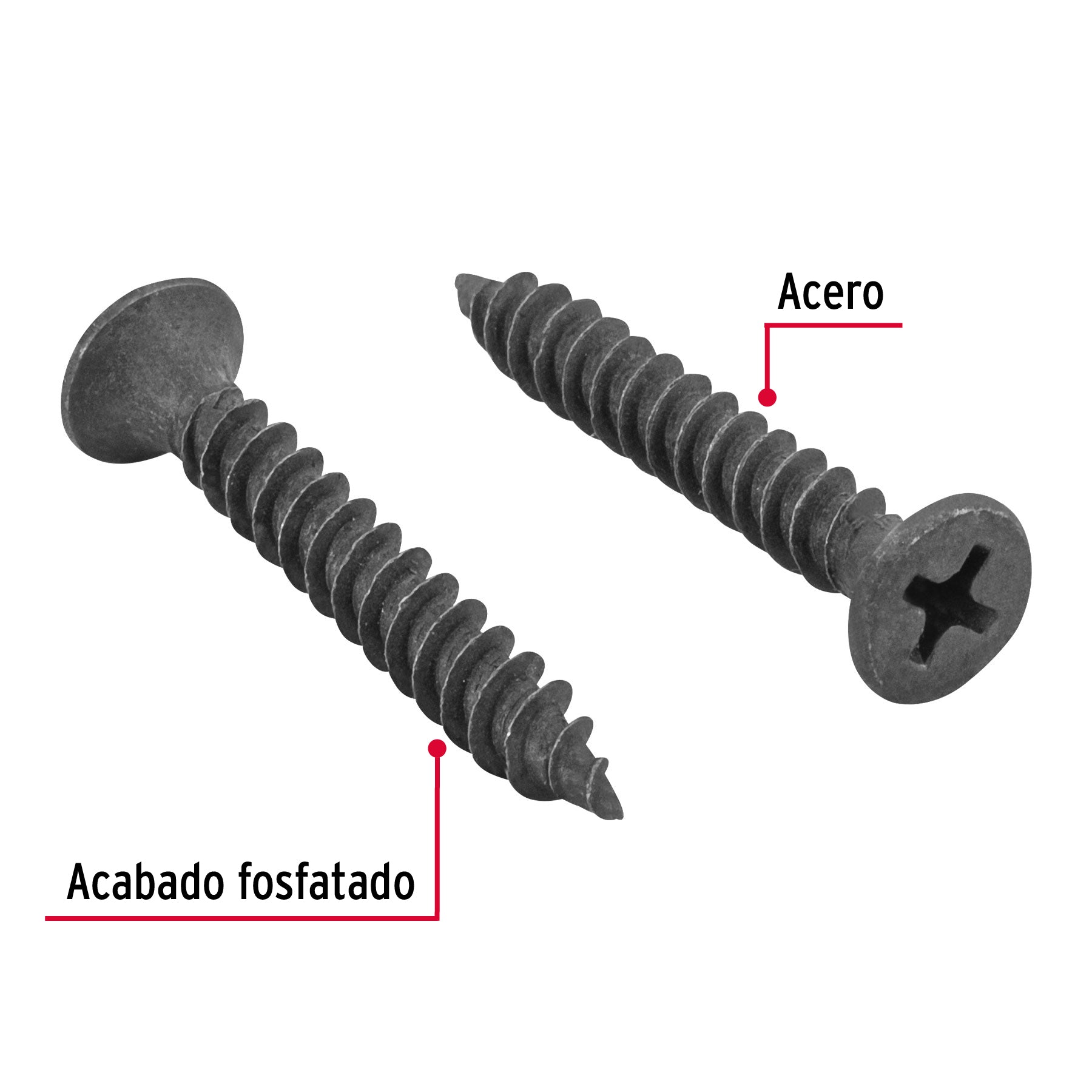 100pijas 8x1-1/4"cabeza plana phillips multiusos cuerda fina