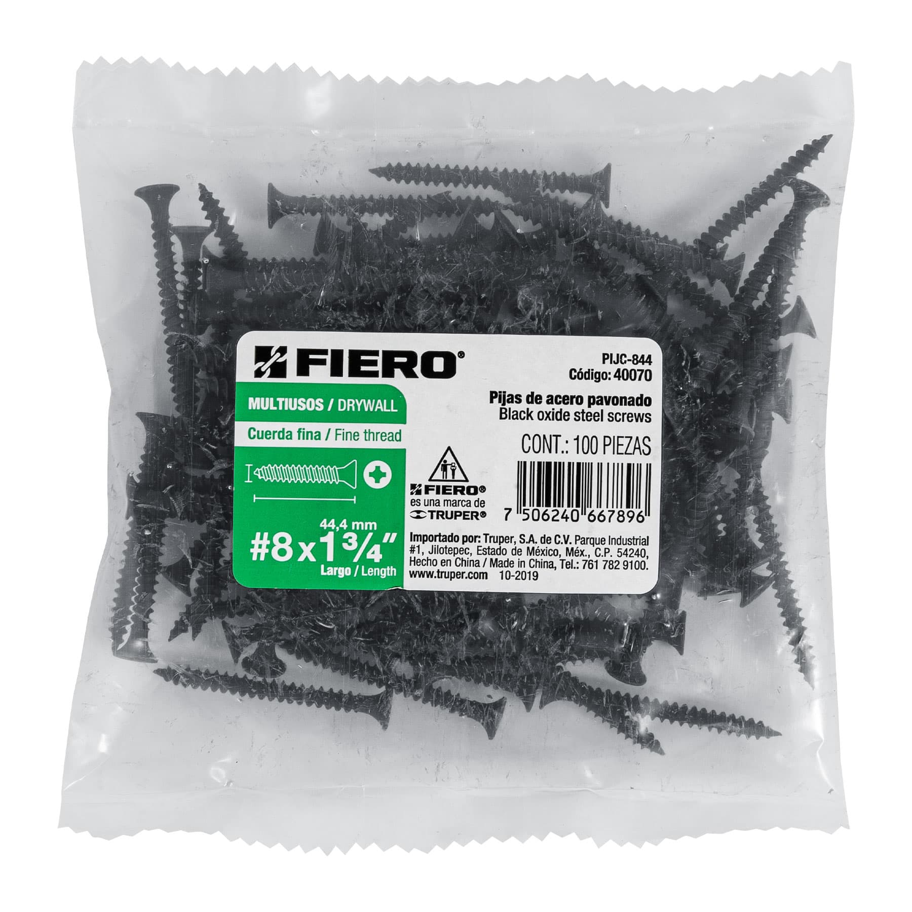 100pijas 8x1-3/4"cabeza plana phillips multiusos cuerda fina